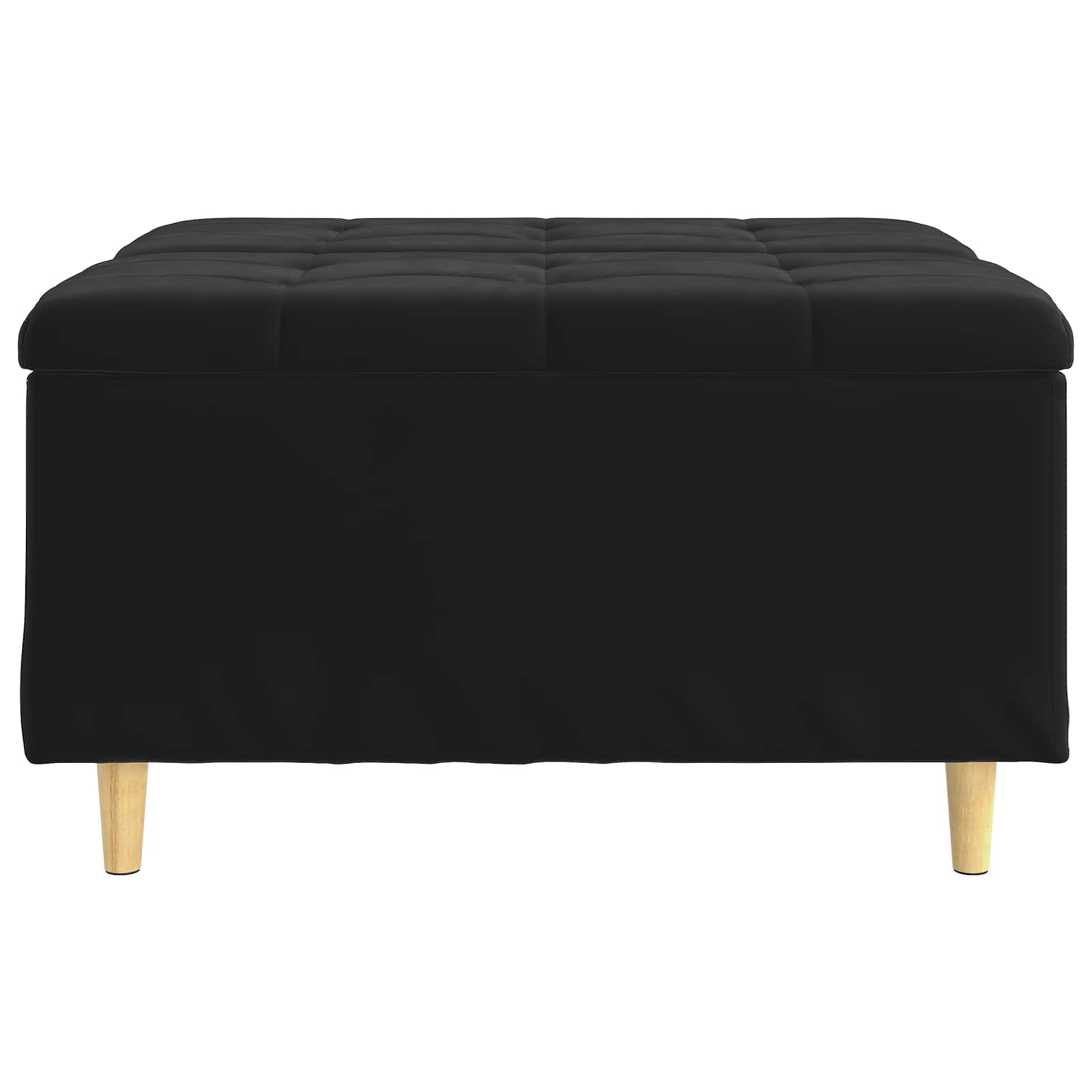 Otoman za pohranu s jastukom Crna 80 x 80 x 45 cm Baršun