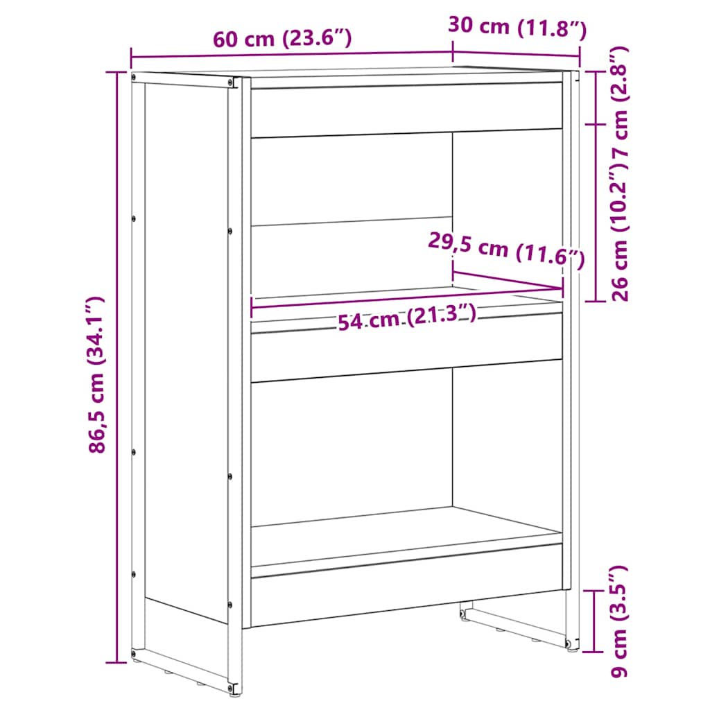 Ormarić za knjige Crni hrast 60 x 30 x 86,5 cm
