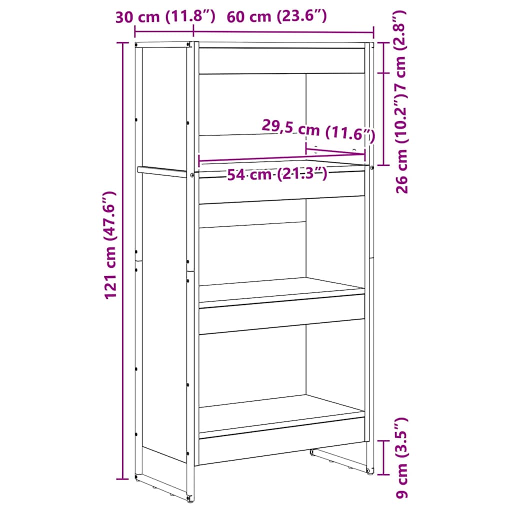 Ormarić za knjige Crni hrast 60 x 30 x 121 cm Konstruirano drvo