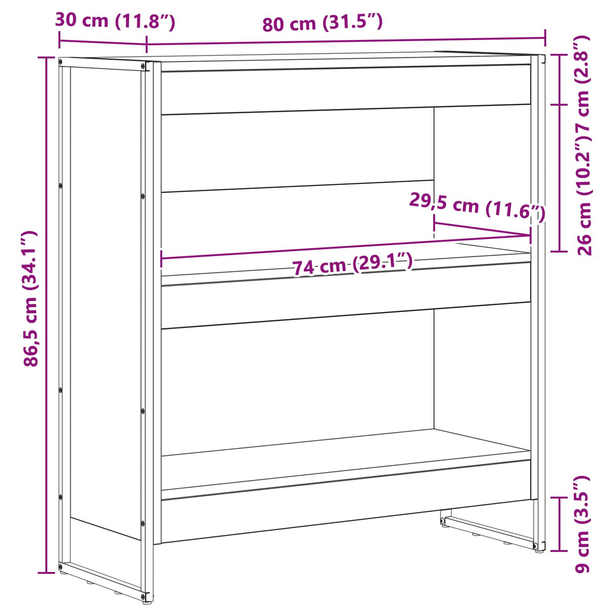 Ormarić za knjige Crni hrast 80 x 30 x 86,5 cm