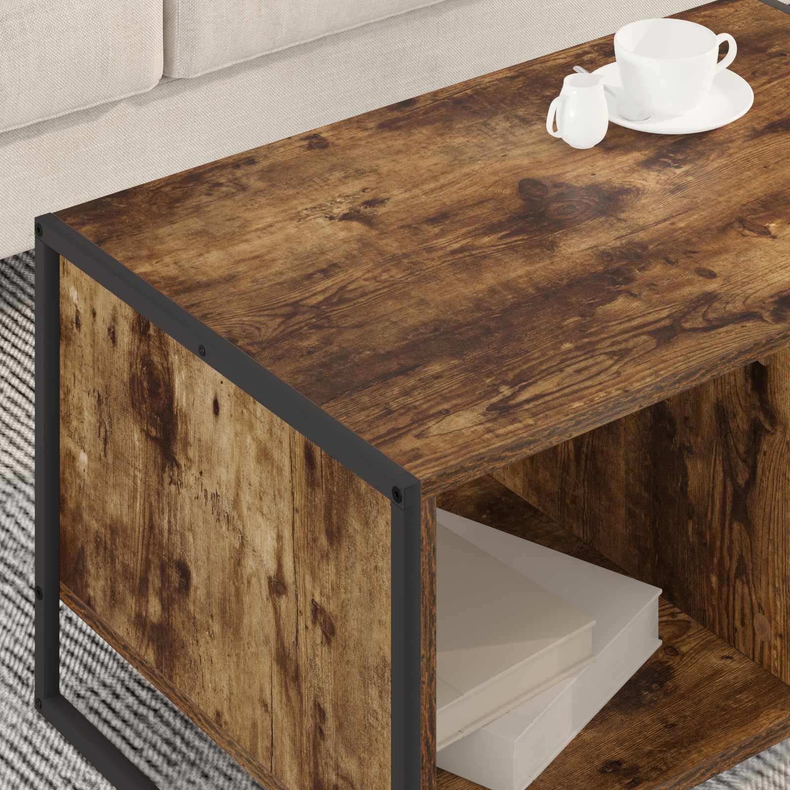 Kava Stol Dimni hrast 80 x 50 x 40 cm Konstruirano drvo