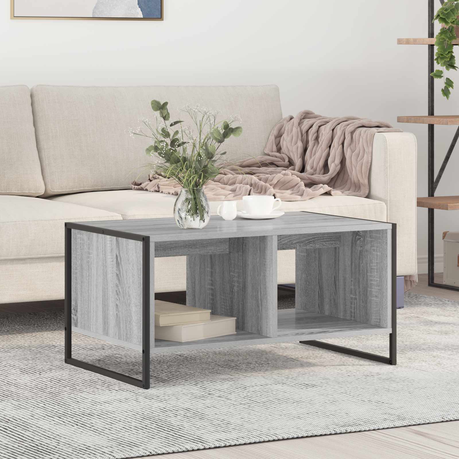 Kava Stol Siva Sonoma 80 x 50 x 40 cm Konstruirano drvo