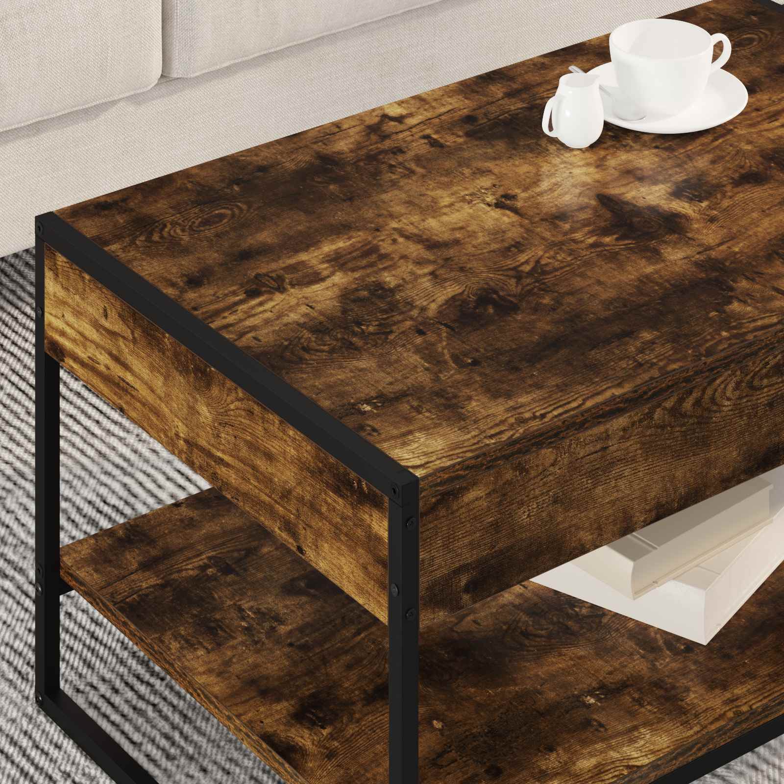 Kava Stol Dimni hrast 80 x 50 x 40 cm Konstruirano drvo
