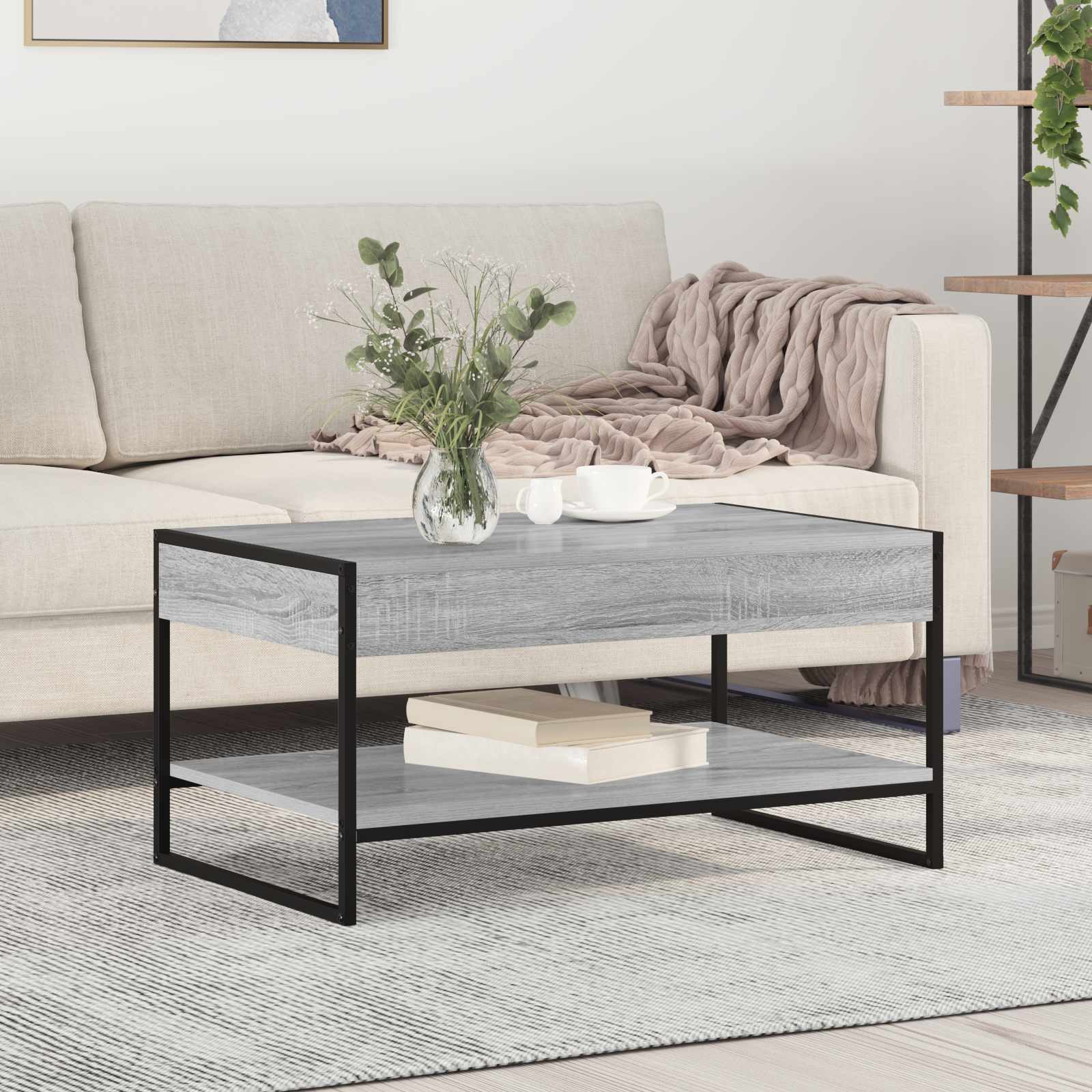 Kava Stol Siva Sonoma 80 x 50 x 40 cm Konstruirano drvo