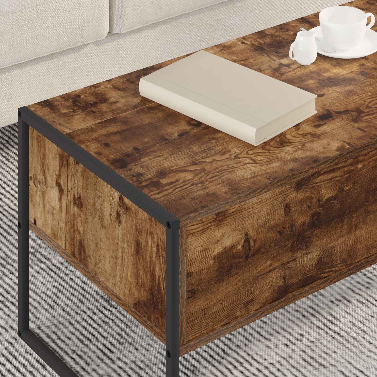 Kava Stol Dimni hrast 100 x 46 x 40 cm Konstruirano drvo