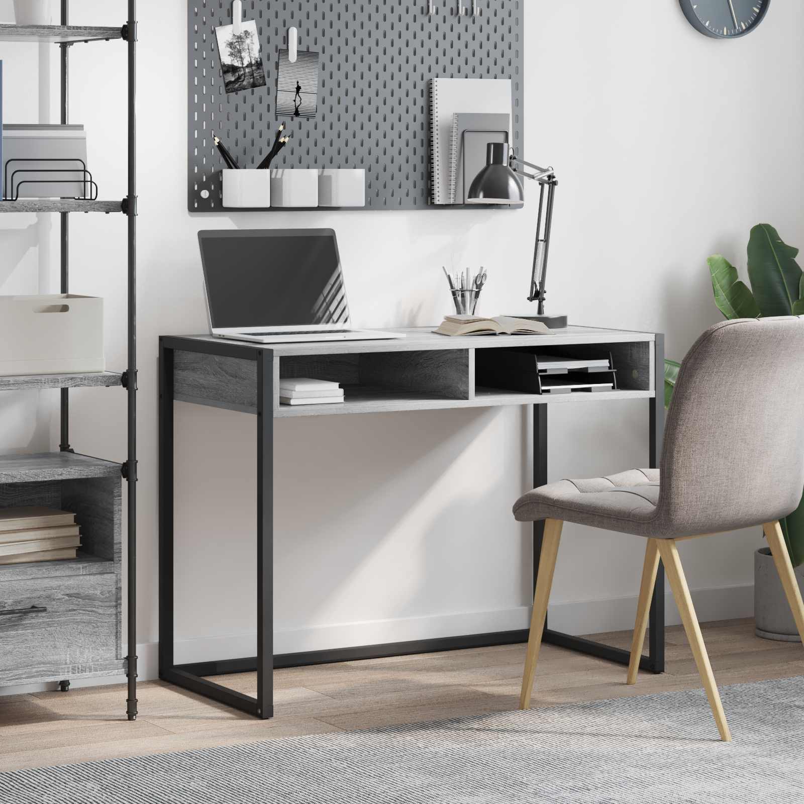 Stol s pohranom Siva Sonoma 100 x 50 x 75 cm Konstruirano drvo