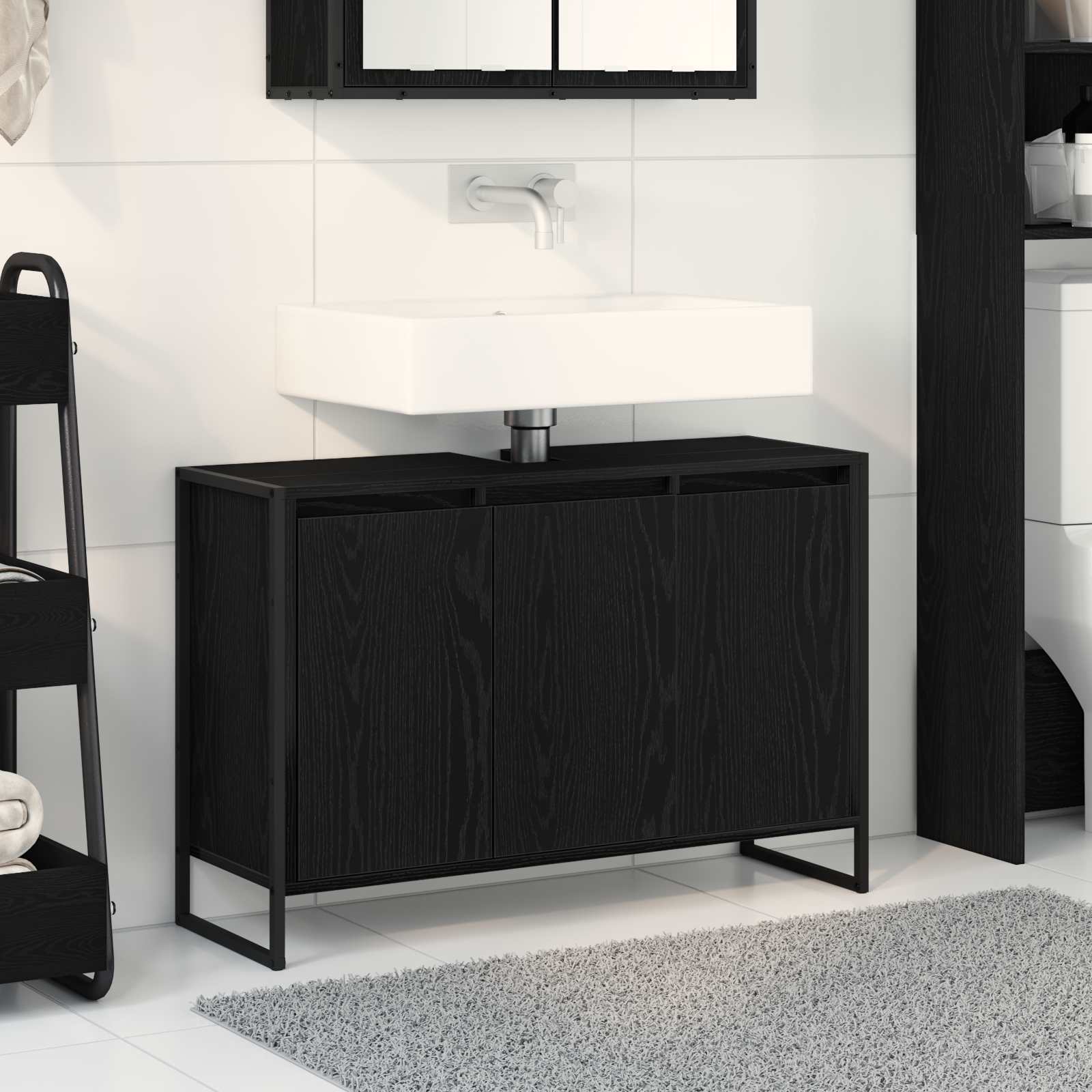Kupaonski ormar Crni hrast 90 x 30 x 60 cm Konstruirano drvo