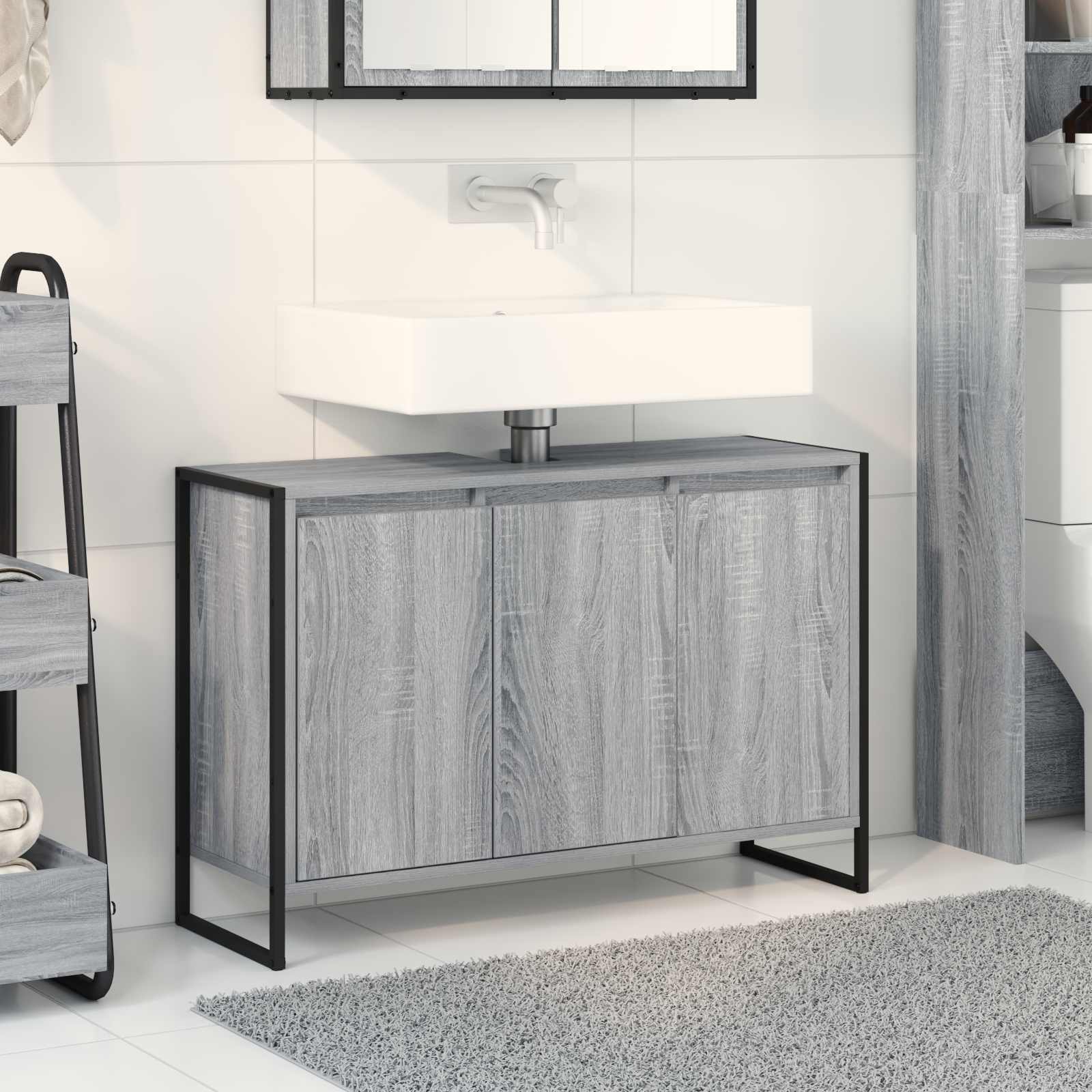 Kupaonski ormar Siva Sonoma 90 x 30 x 60 cm Konstruirano drvo