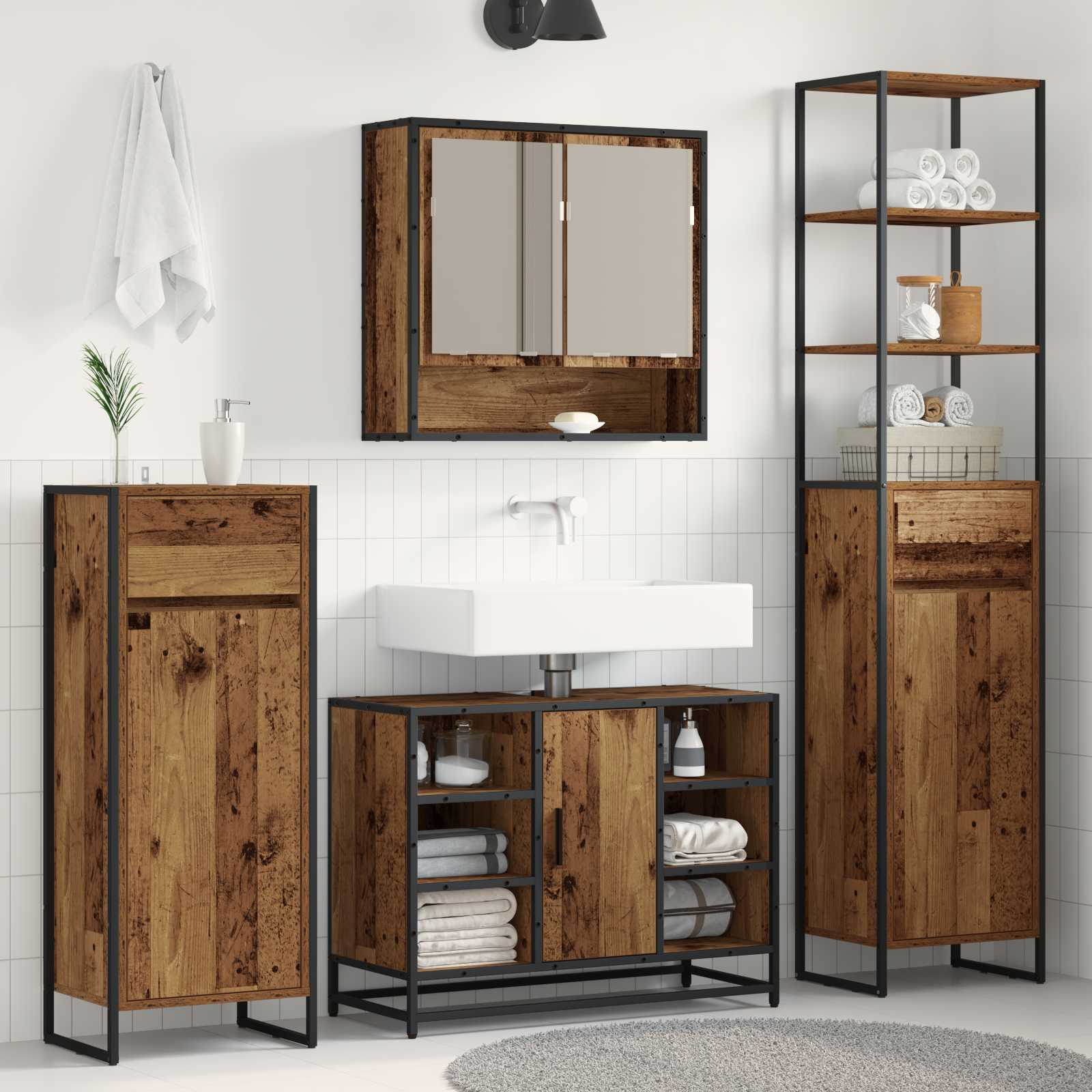 Kupaonski ormar Staro drvo 40 x 30 x 180 cm Konstruirano drvo