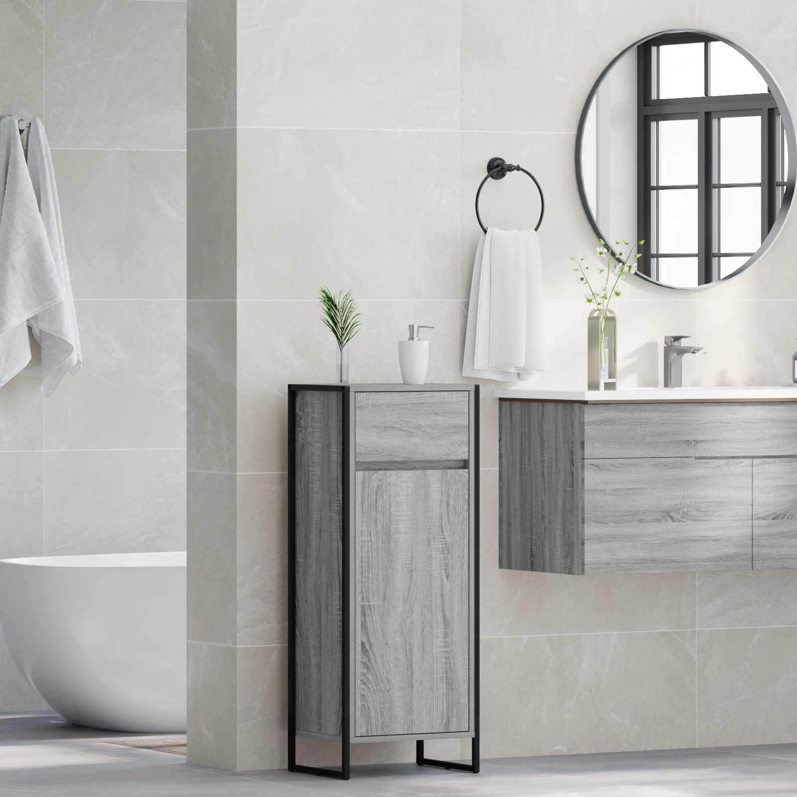 Kupaonski ormar Siva Sonoma 40 x 30 x 100 cm Konstruirano drvo