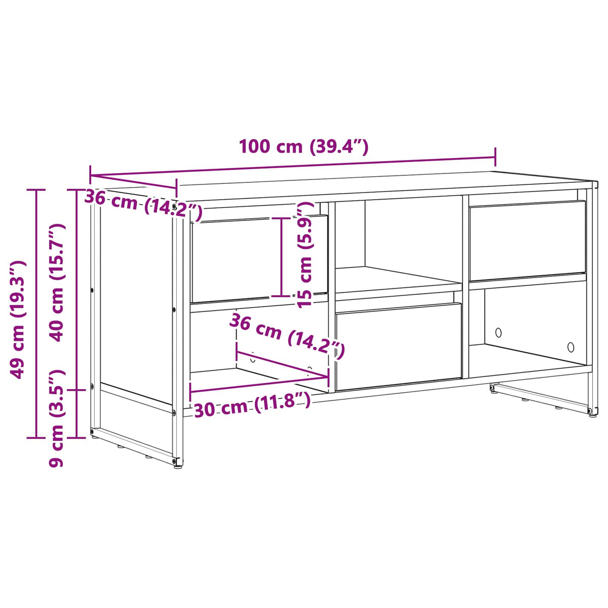 TV ormar Staro drvo 100 x 36 x 49,5 cm Konstruirano drvo