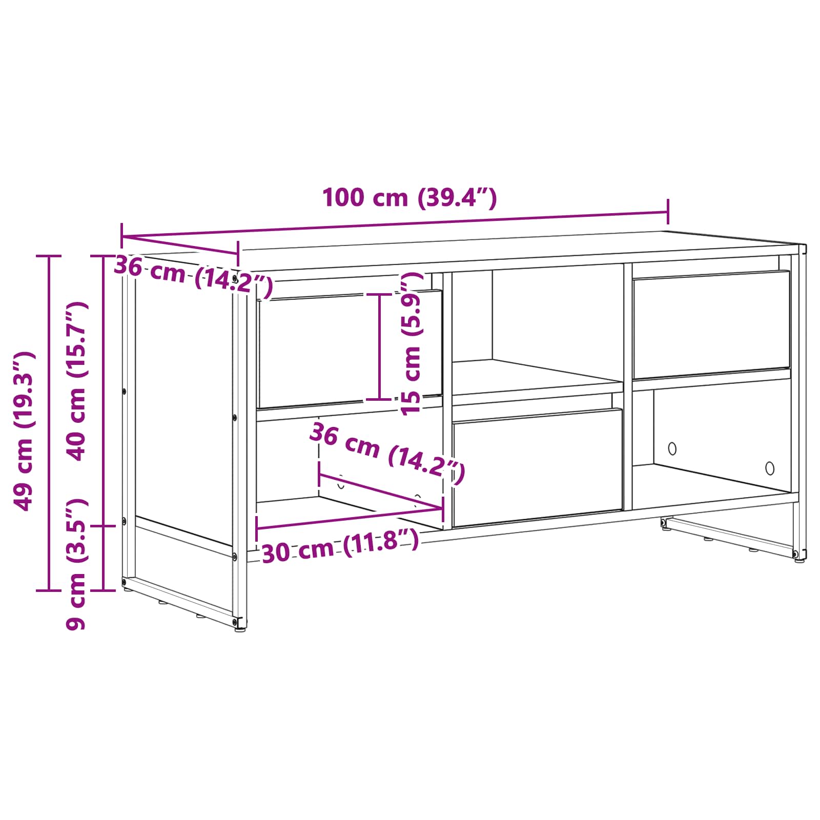 TV ormar Staro drvo 100 x 36 x 49,5 cm Konstruirano drvo