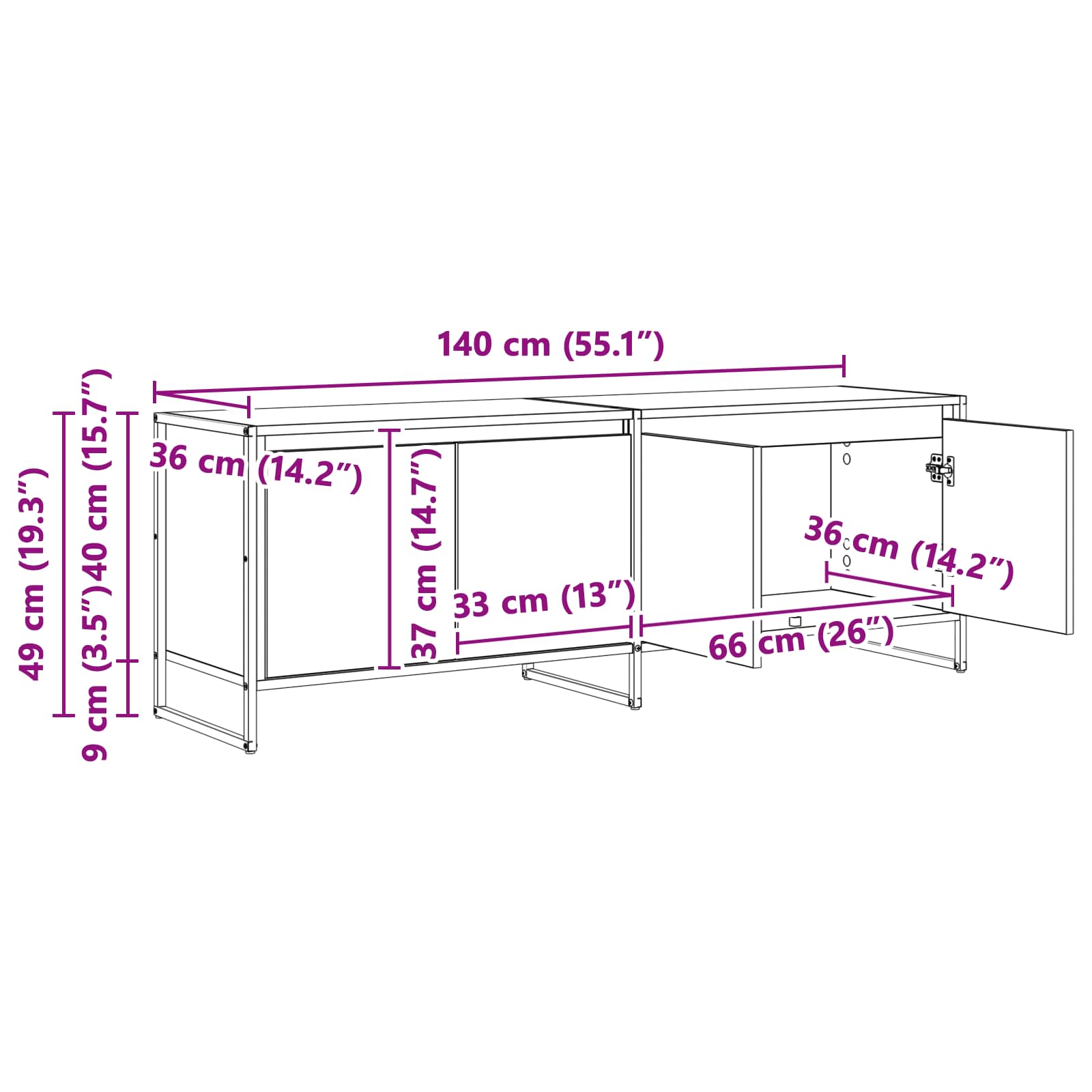 TV ormar Sonoma 140 x 36 x 49.5 cm Konstruirano drvo