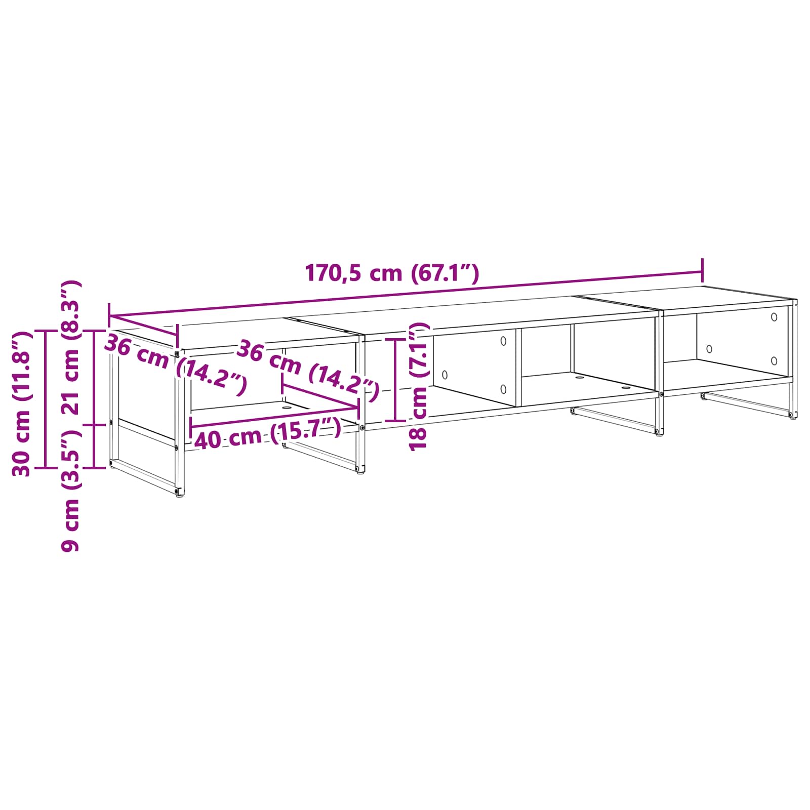 TV ormar Umjetnička hrastovina 170.5 x 36 x 30.5 cm