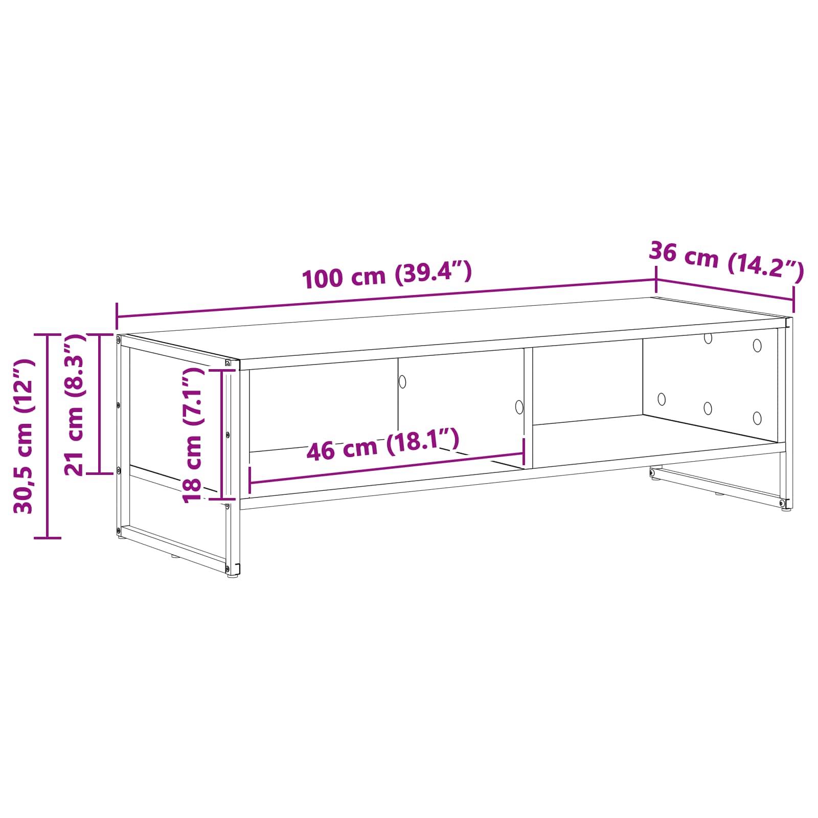 TV ormar Dimni hrast 100 x 36.5 x 30.5 cm Konstruirano drvo