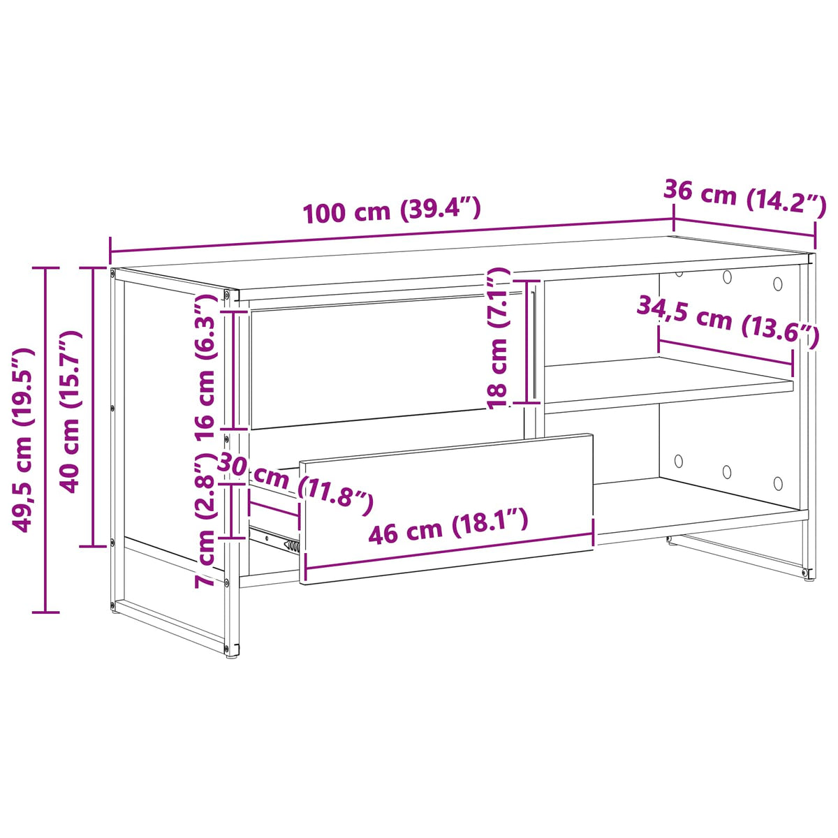 TV ormar Staro drvo 100 x 36 x 49,5 cm Konstruirano drvo