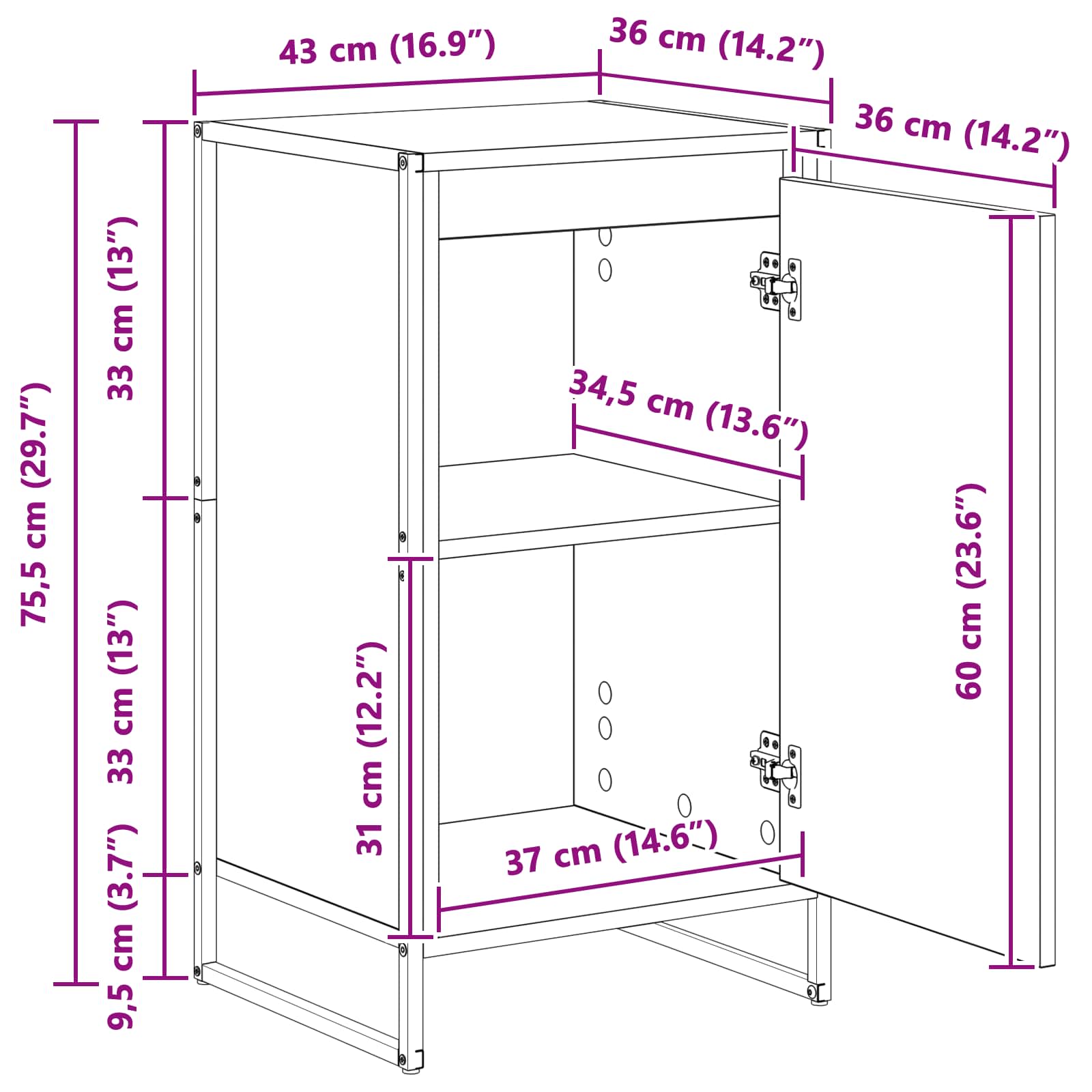 Kreveta Crni hrast 43 x 36 x 75,5 cm Konstruirano drvo