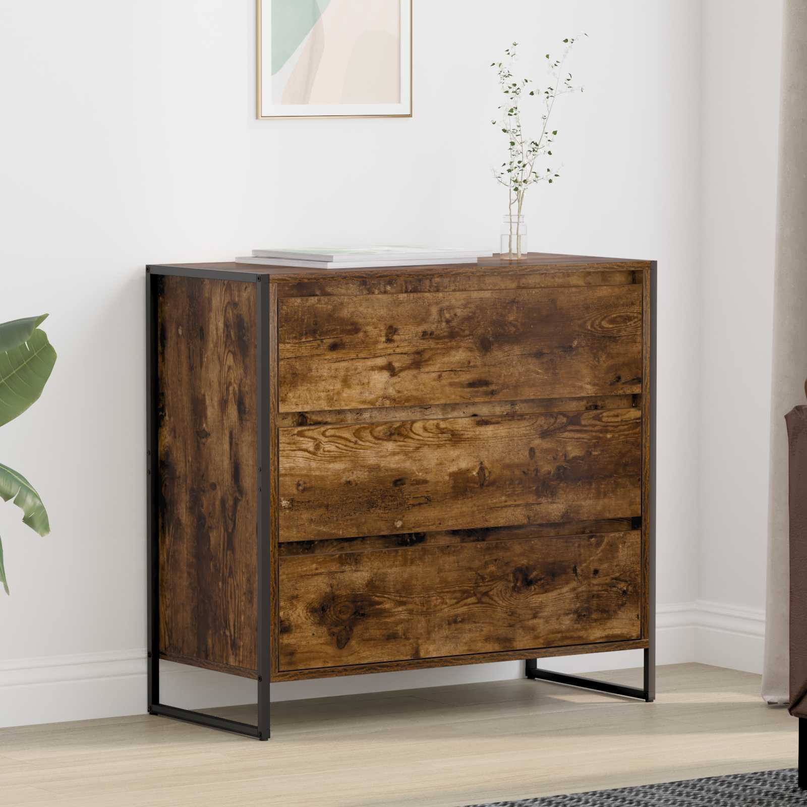 Kreveta Dimni hrast 79 x 36 x 75.5 cm Konstruirano drvo