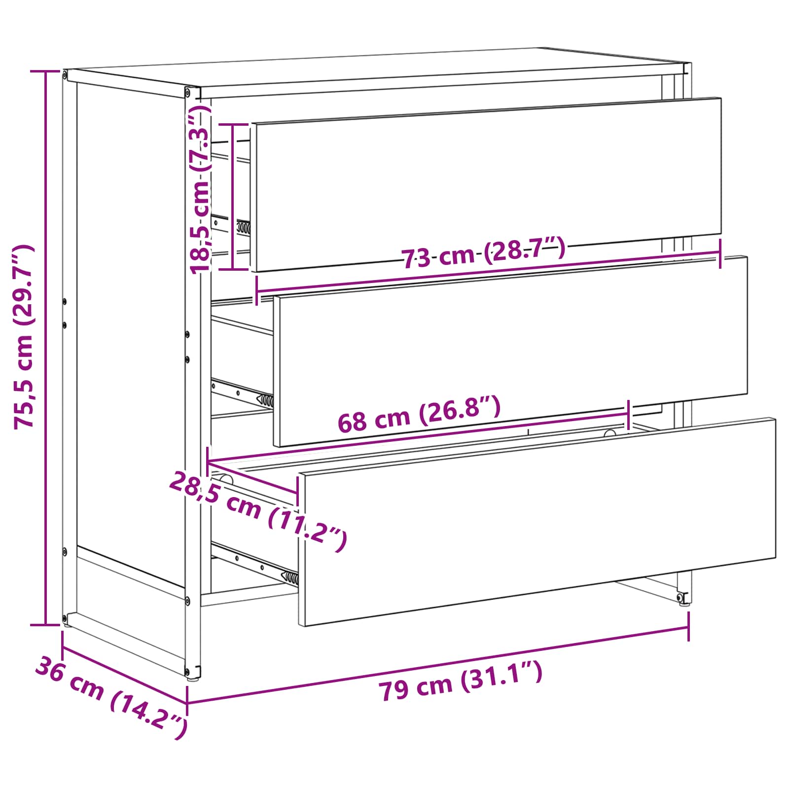 Kreveta Dimni hrast 79 x 36 x 75.5 cm Konstruirano drvo