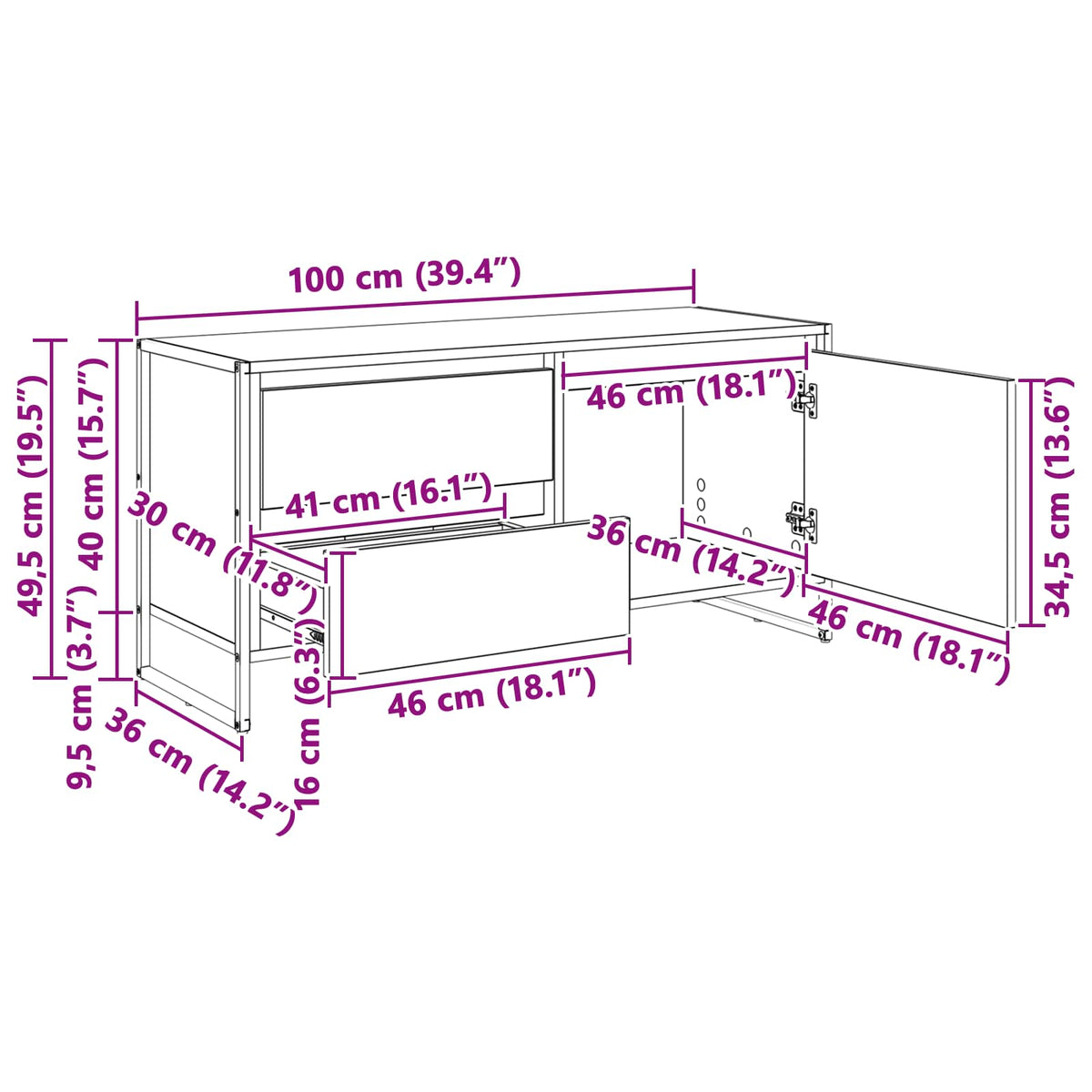 TV ormar Dimni hrast 100 x 36 x 49.5 cm Konstruirano drvo