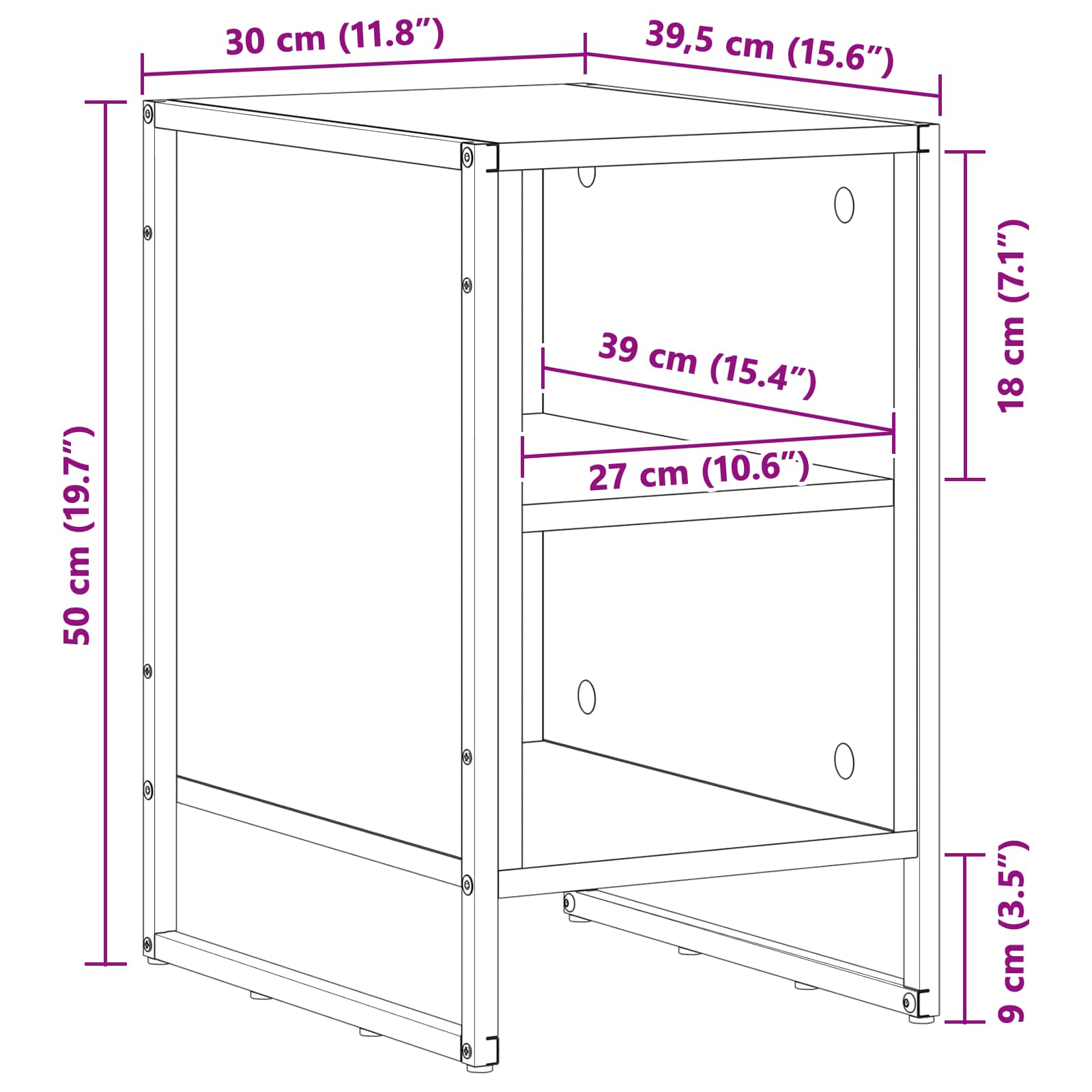 Noćni ormarić 2 pcs Crni hrast 39.5 x 30 x 50 cm