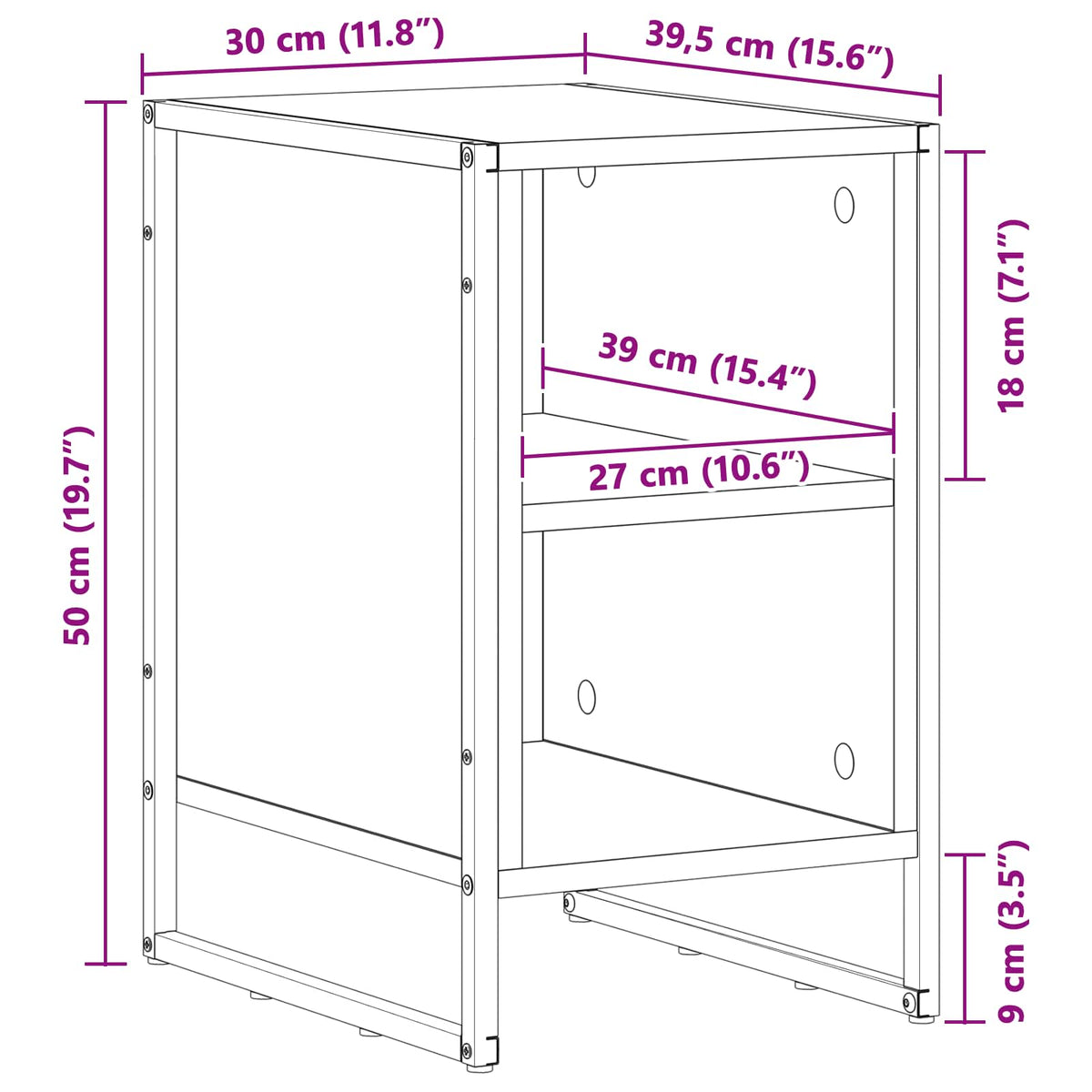 Noćni ormarić 2 pcs Staro drvo 39.5 x 30 x 50 cm