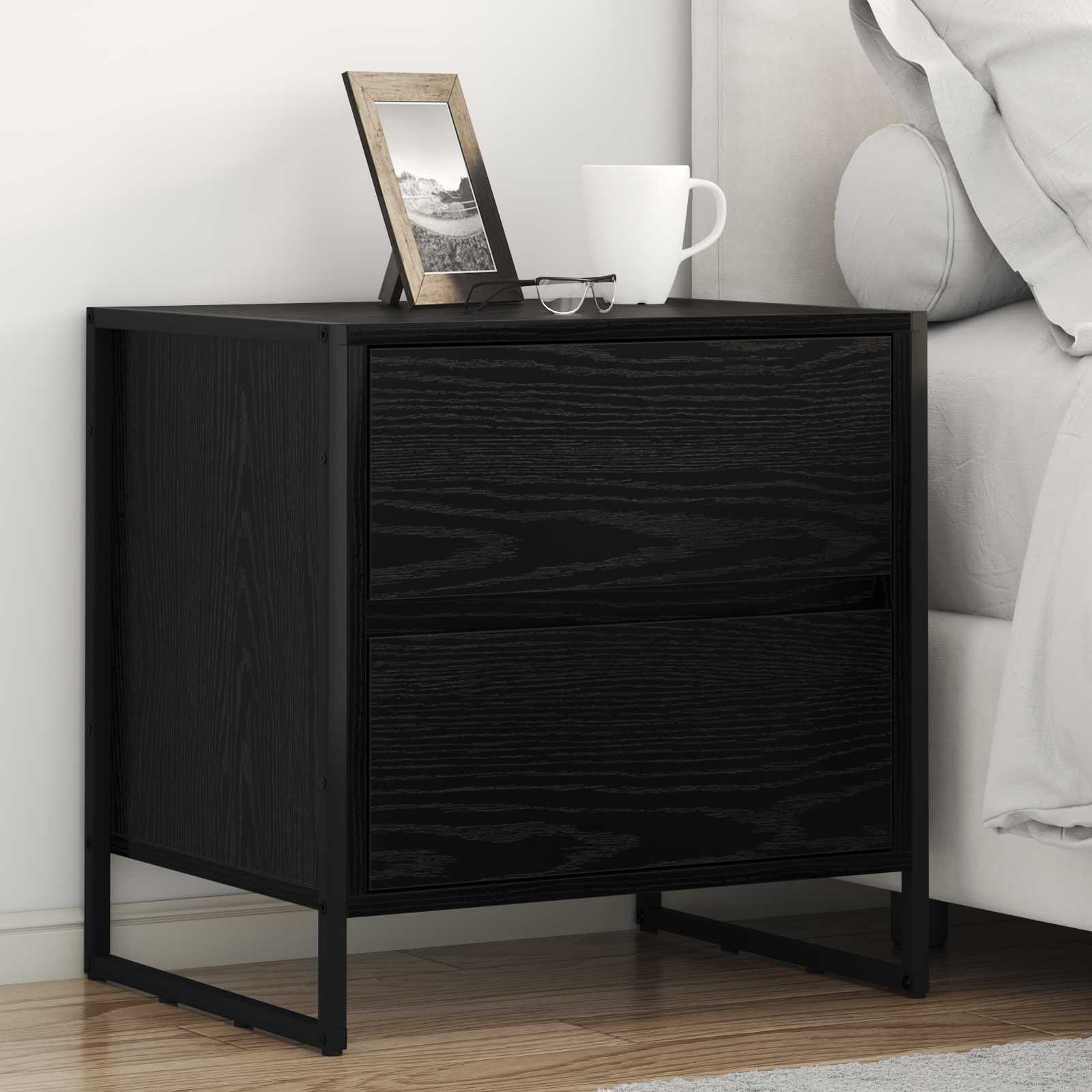 Noćni ormarić s ladicama 2 pcs Crni hrast 50 x 39.5 x 50 cm