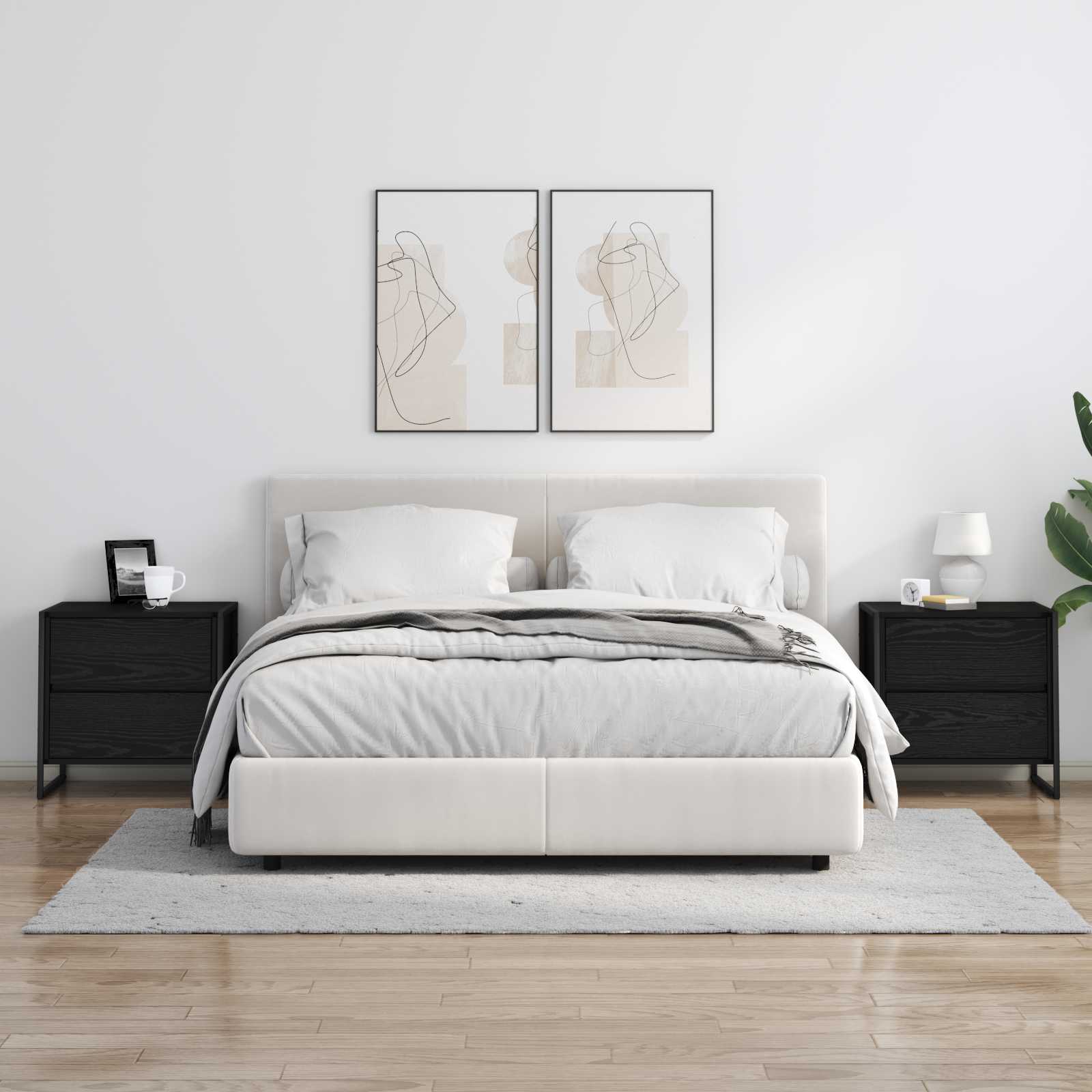 Noćni ormarić s ladicama 2 pcs Crni hrast 50 x 39.5 x 50 cm