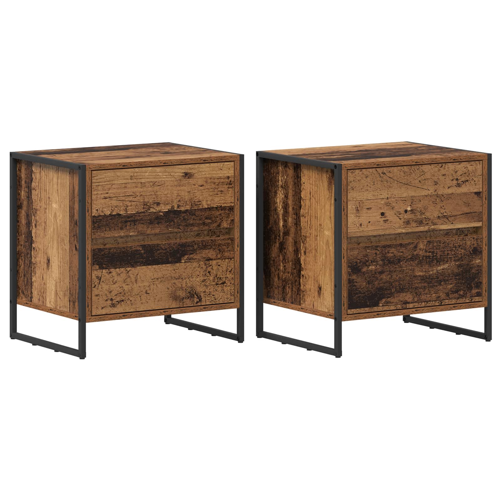 Noćni ormarić s ladicama 2 pcs Staro drvo 50 x 39.5 x 50 cm