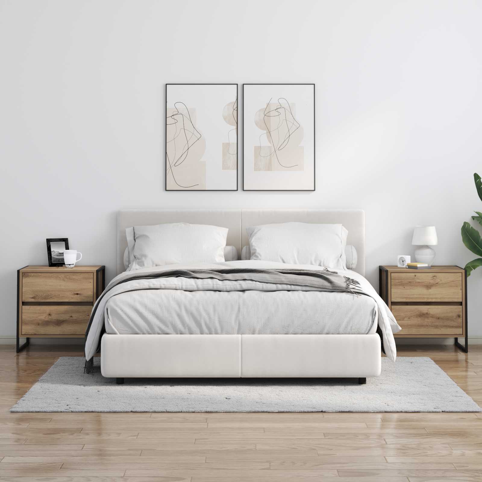 Noćni ormarić 2 pcs Umjetnička hrastovina 50 x 39.5 x 50 cm