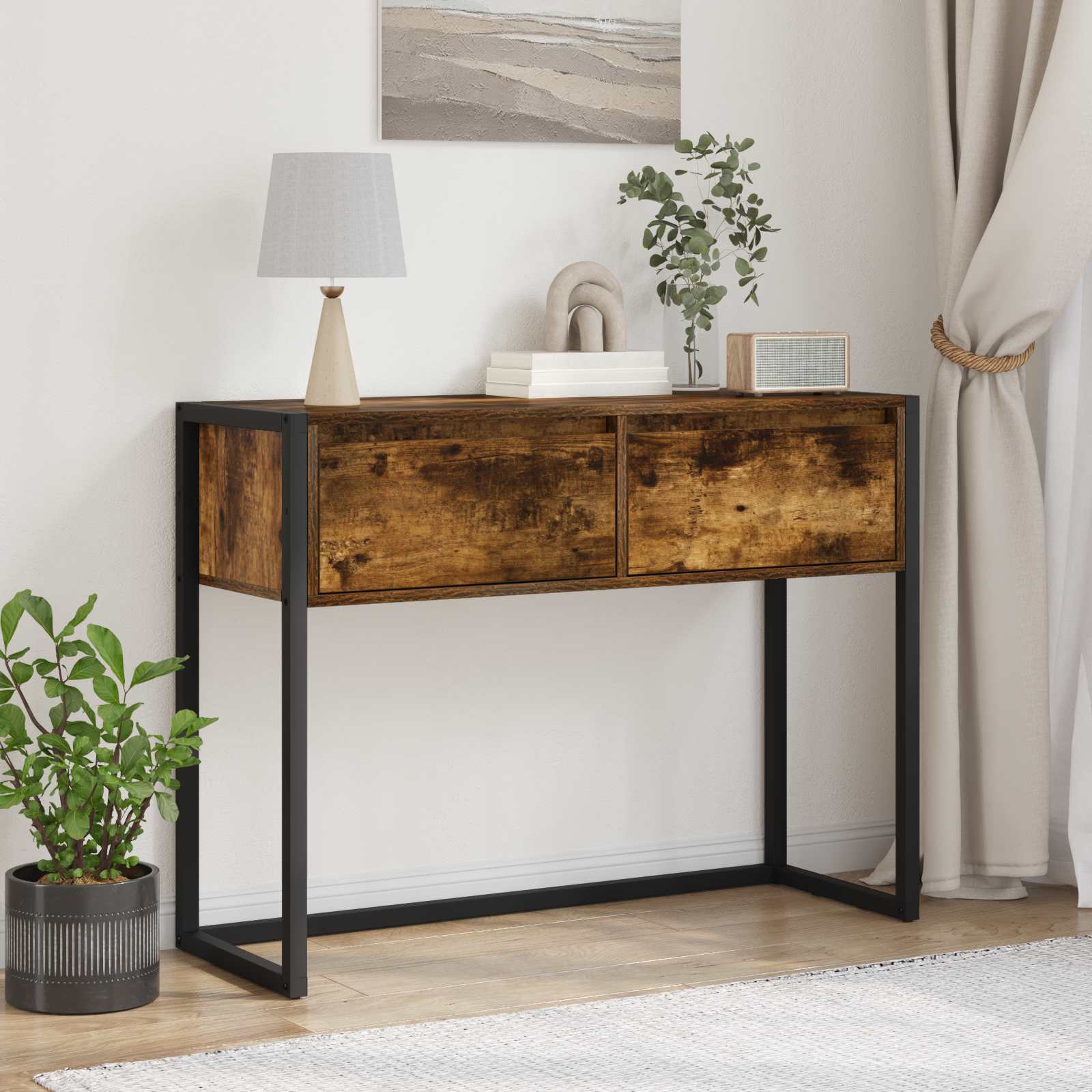 Konačna Stolić Dimni hrast 100 x 36 x 75 cm Konstruirano drvo