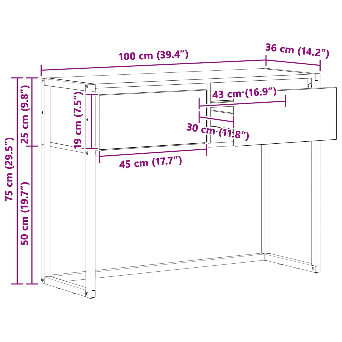 Konačna Stolić Dimni hrast 100 x 36 x 75 cm Konstruirano drvo