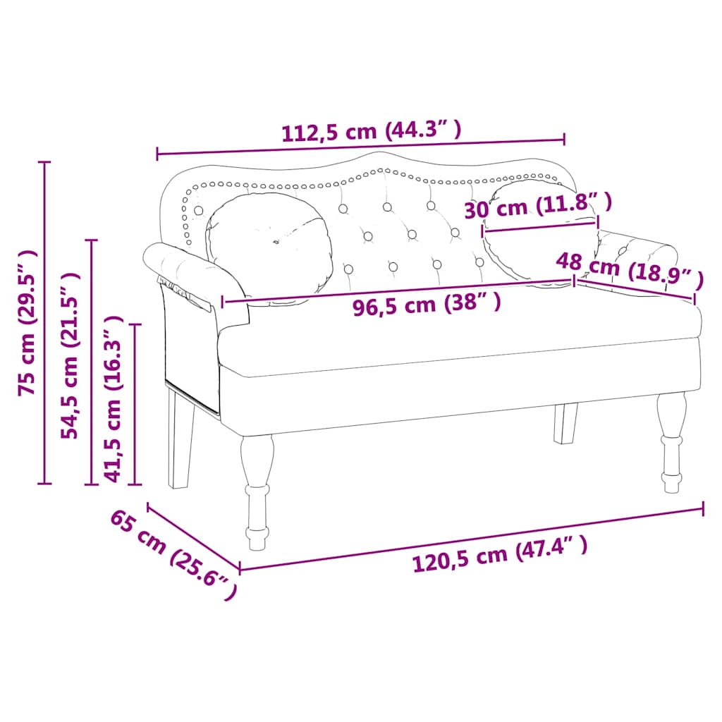 Chesterfield klupa Krema 120.5 x 65 x 75 cm Lažna koža