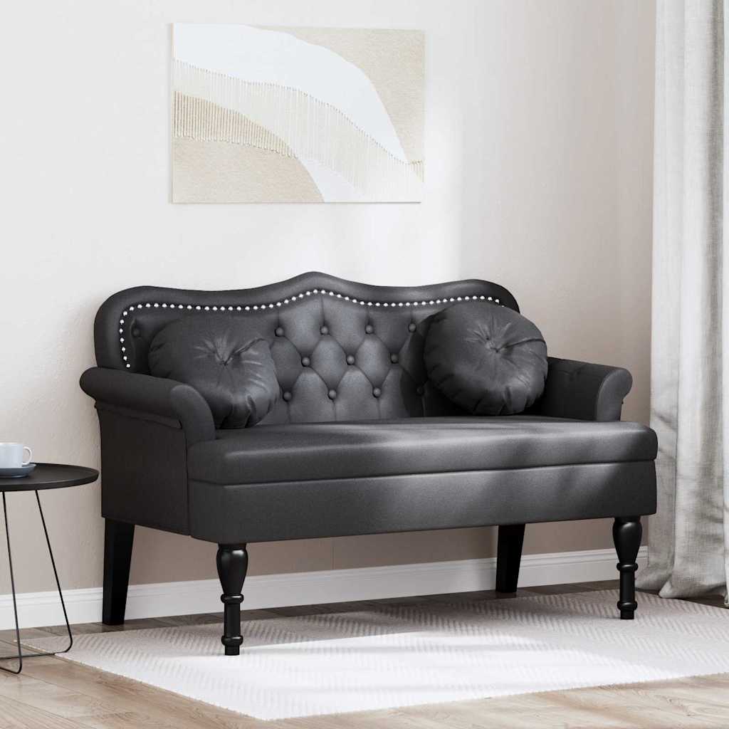 Chesterfield klupa Crna 120.5 x 65 x 75 cm Lažna koža