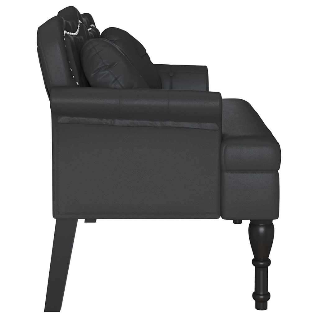 Chesterfield klupa Crna 120.5 x 65 x 75 cm Lažna koža