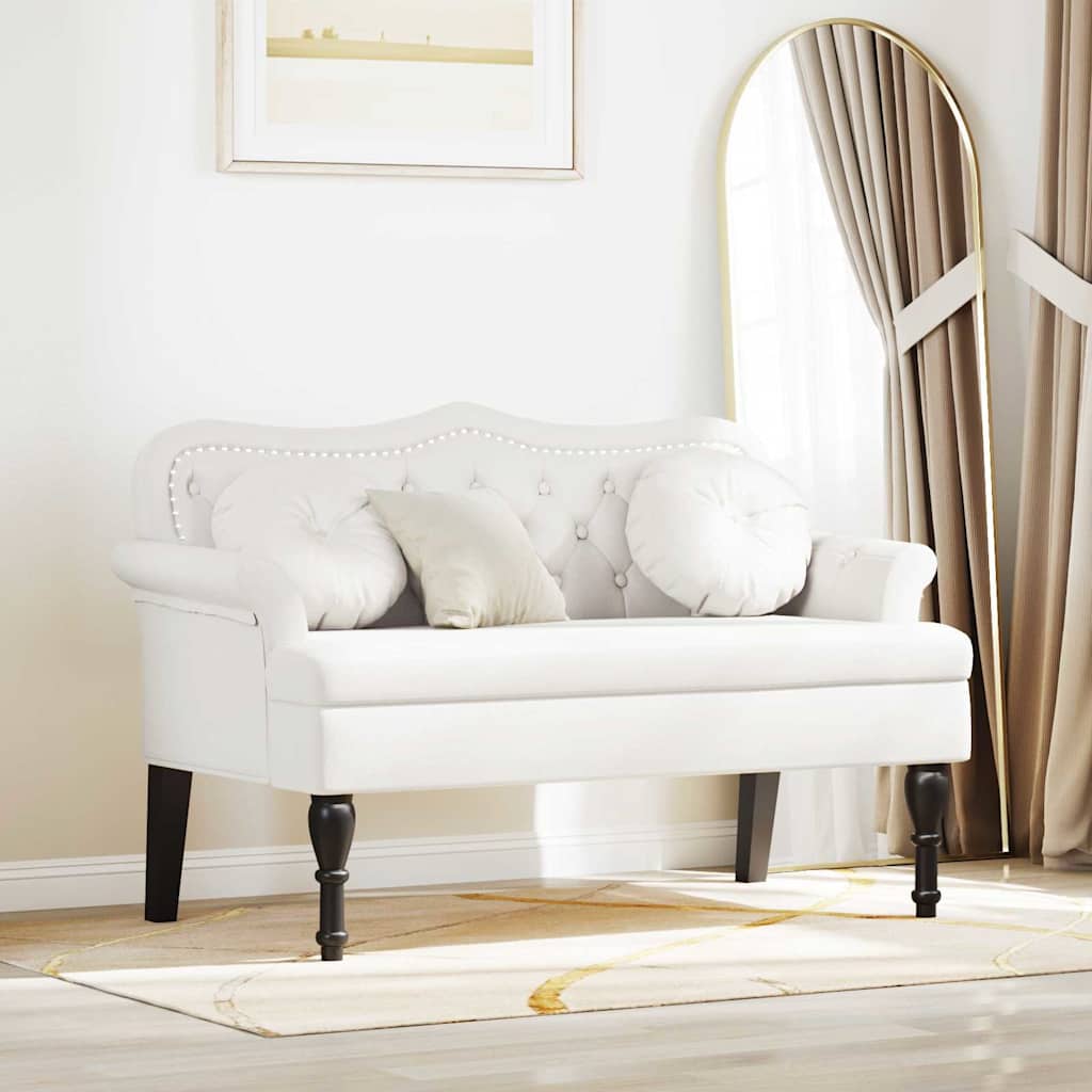 Chesterfield klupa Bijelo 120.5 x 65 x 75 cm Lažna koža