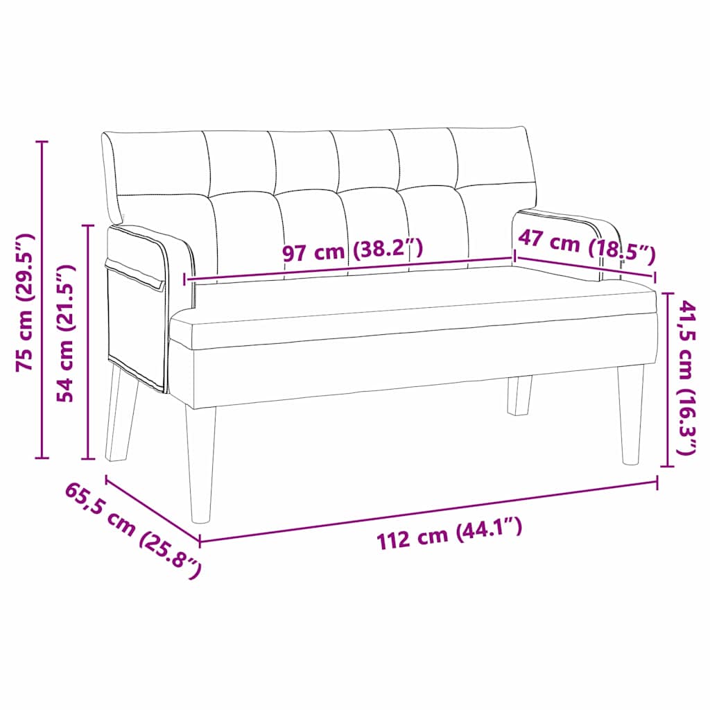 Chesterfield klupa Plava 112 x 65,5 x 75 cm Baršun