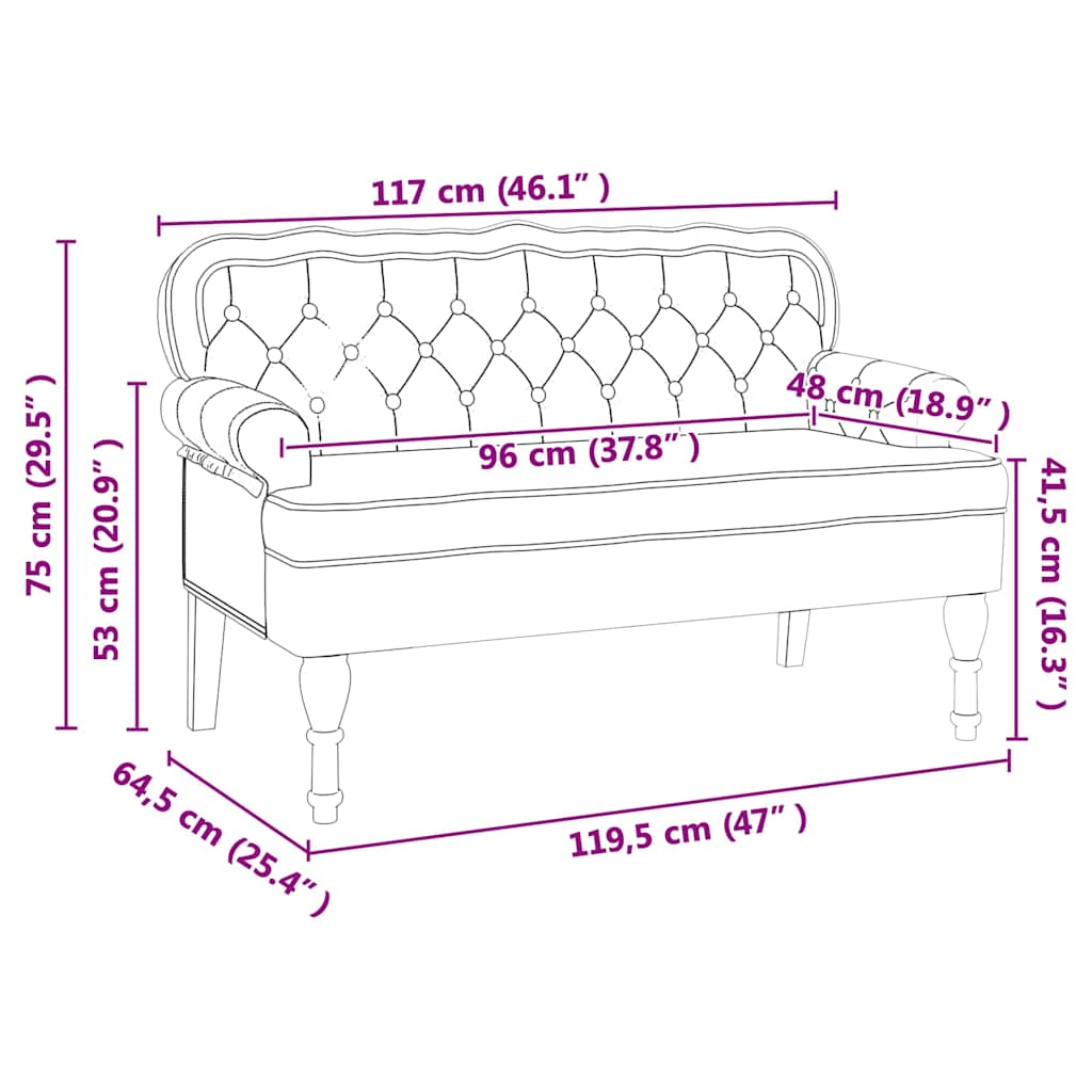 Chesterfield klupa Crna 119,5 x 64,5 x 75 cm Lažna koža