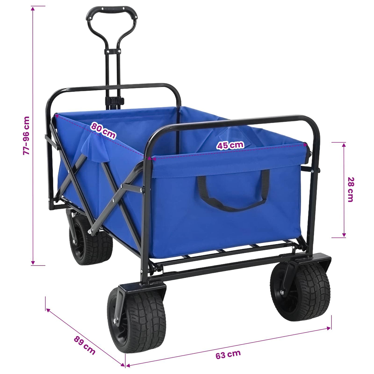 Preklopna kolica Plava 89 x 63 x 96 cm Čelik i Oxford poliester