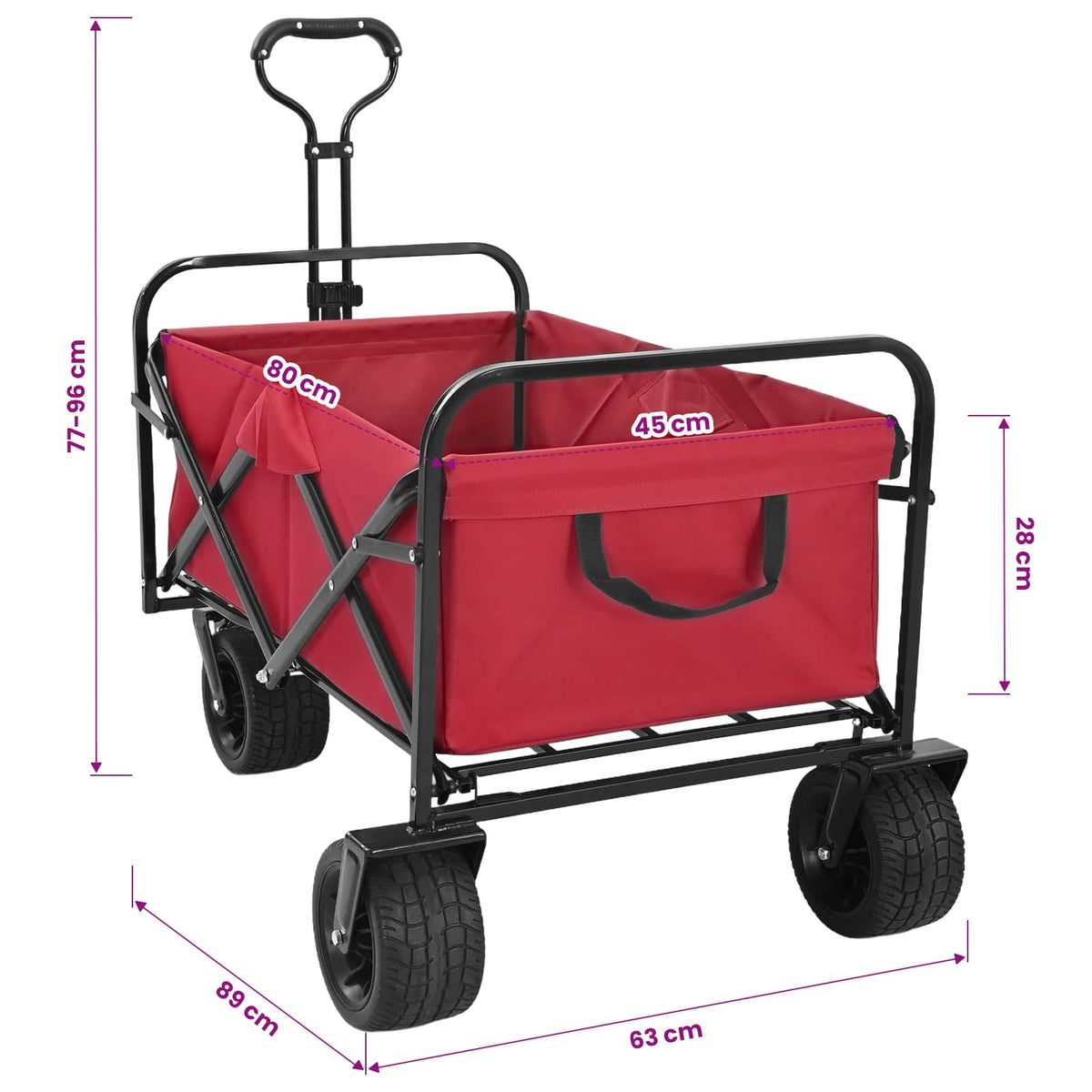Preklopna kolica Crvena 89 x 63 x 96 cm