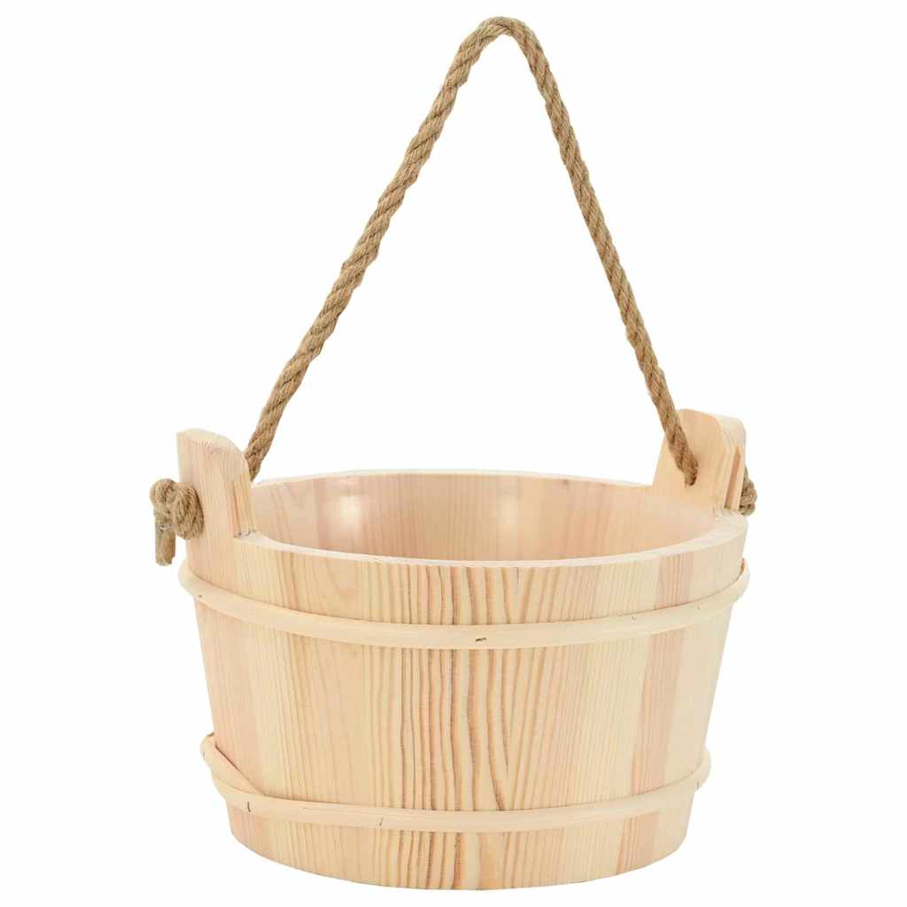 Set pribora za saunu 4 pcs Smeđa Čvrsto borovo drvo i konoplja