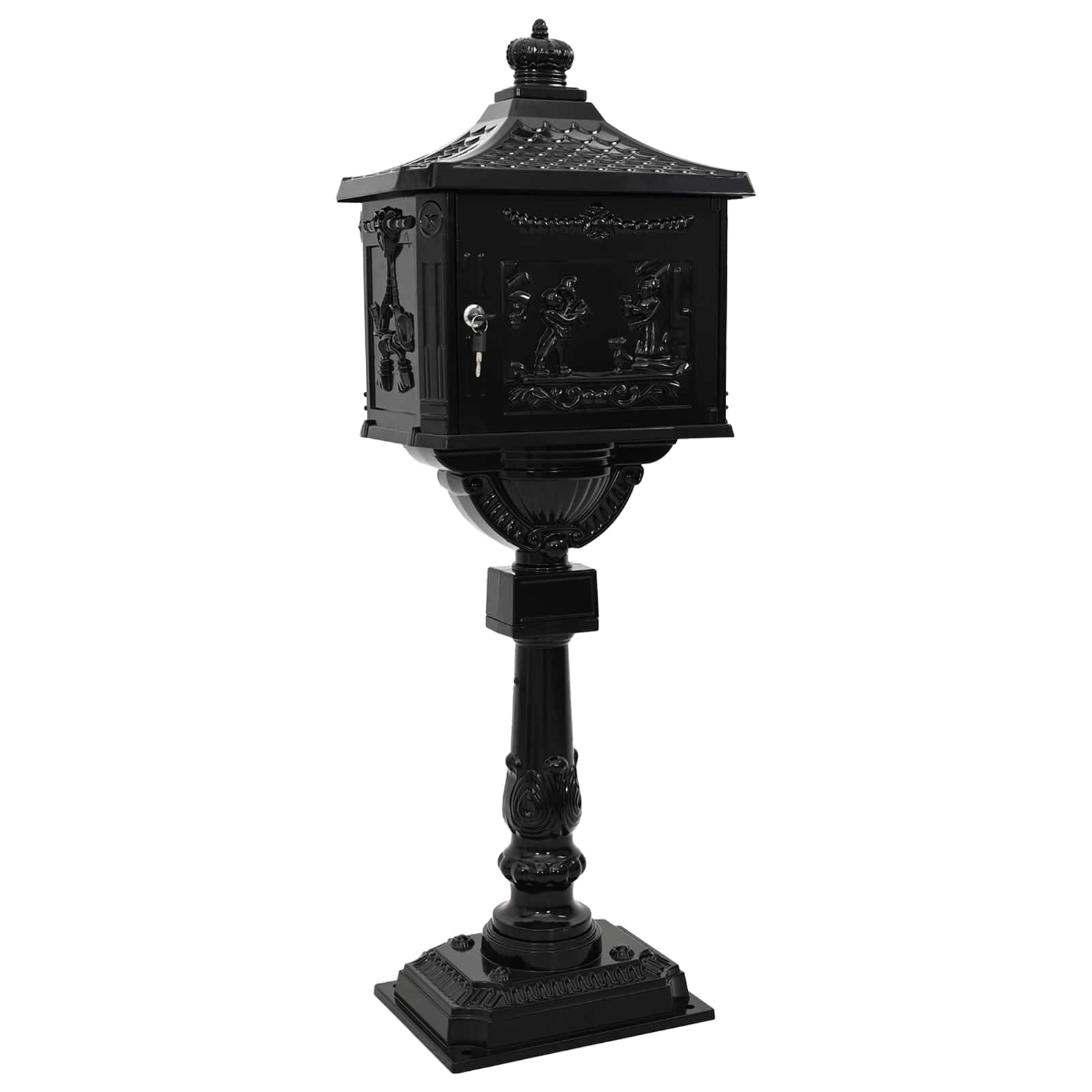 Stojeći sandučić Crna 42,5 x 29,5 x 117 cm Liveni aluminij