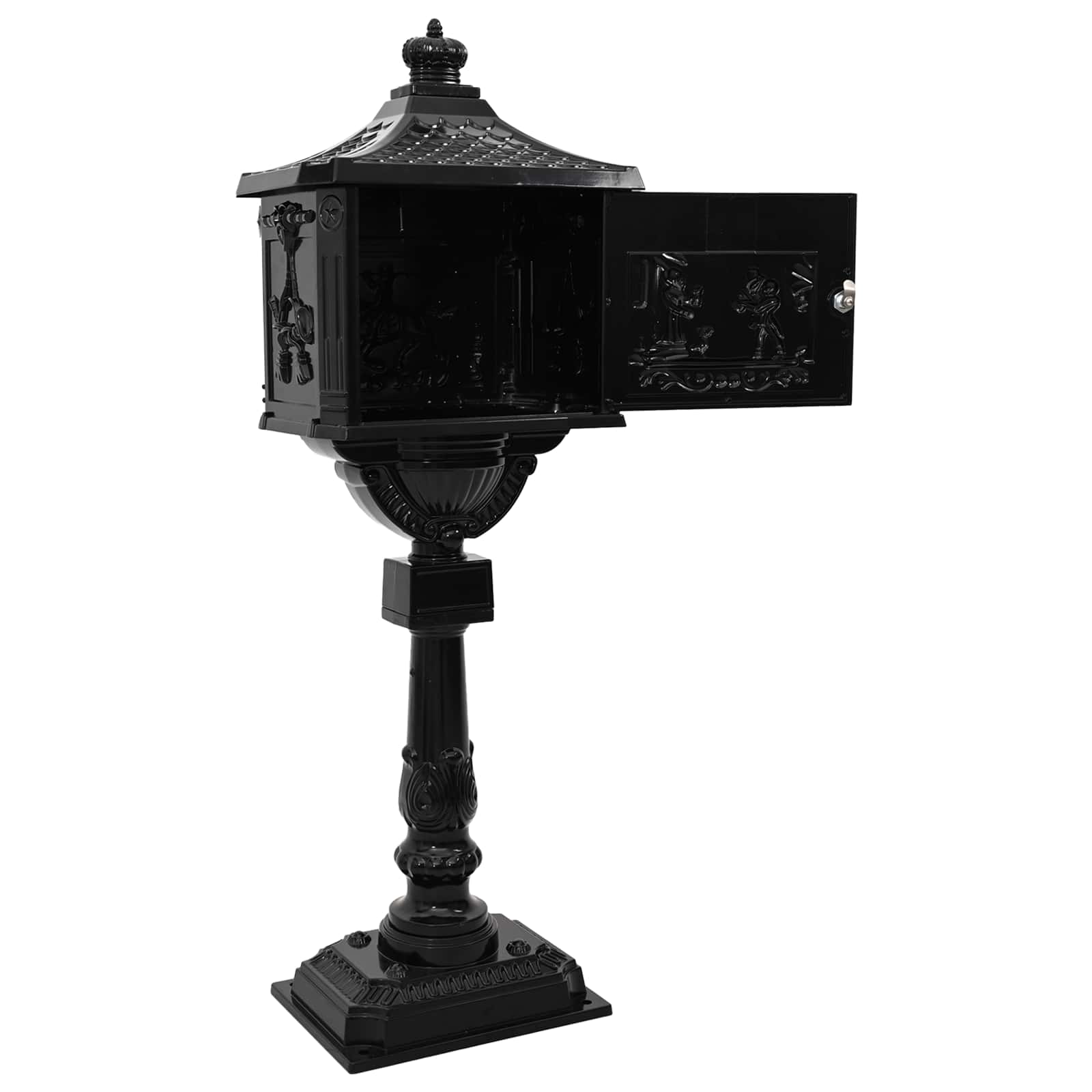 Stojeći sandučić Crna 42,5 x 29,5 x 117 cm Liveni aluminij