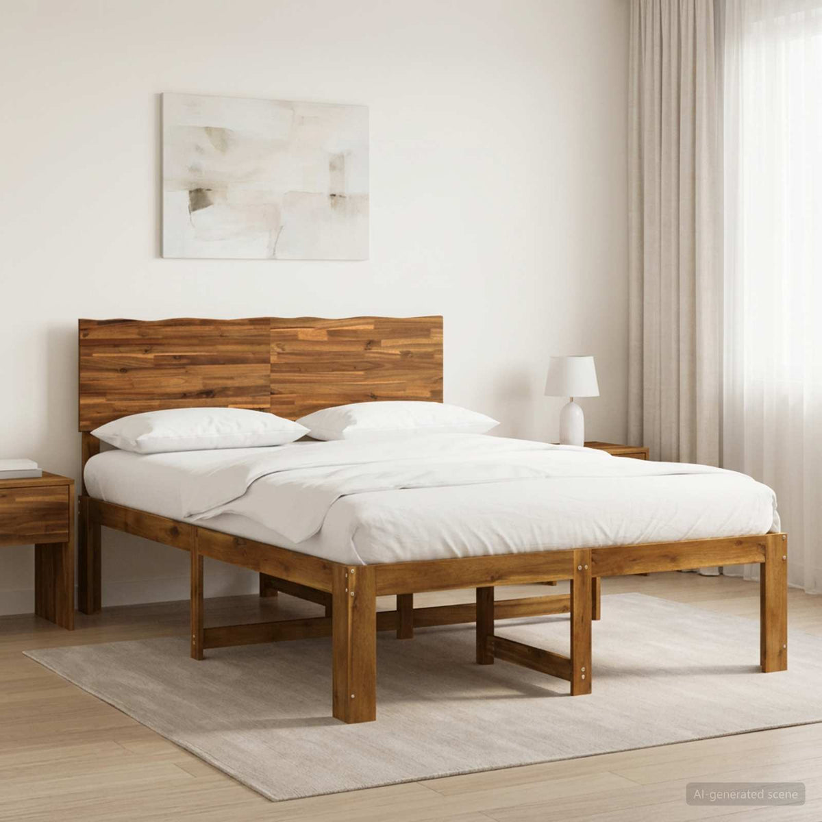 Krevetni okvir s uzglavljem ROSTOCK Prirodna 152 x 203 cm
