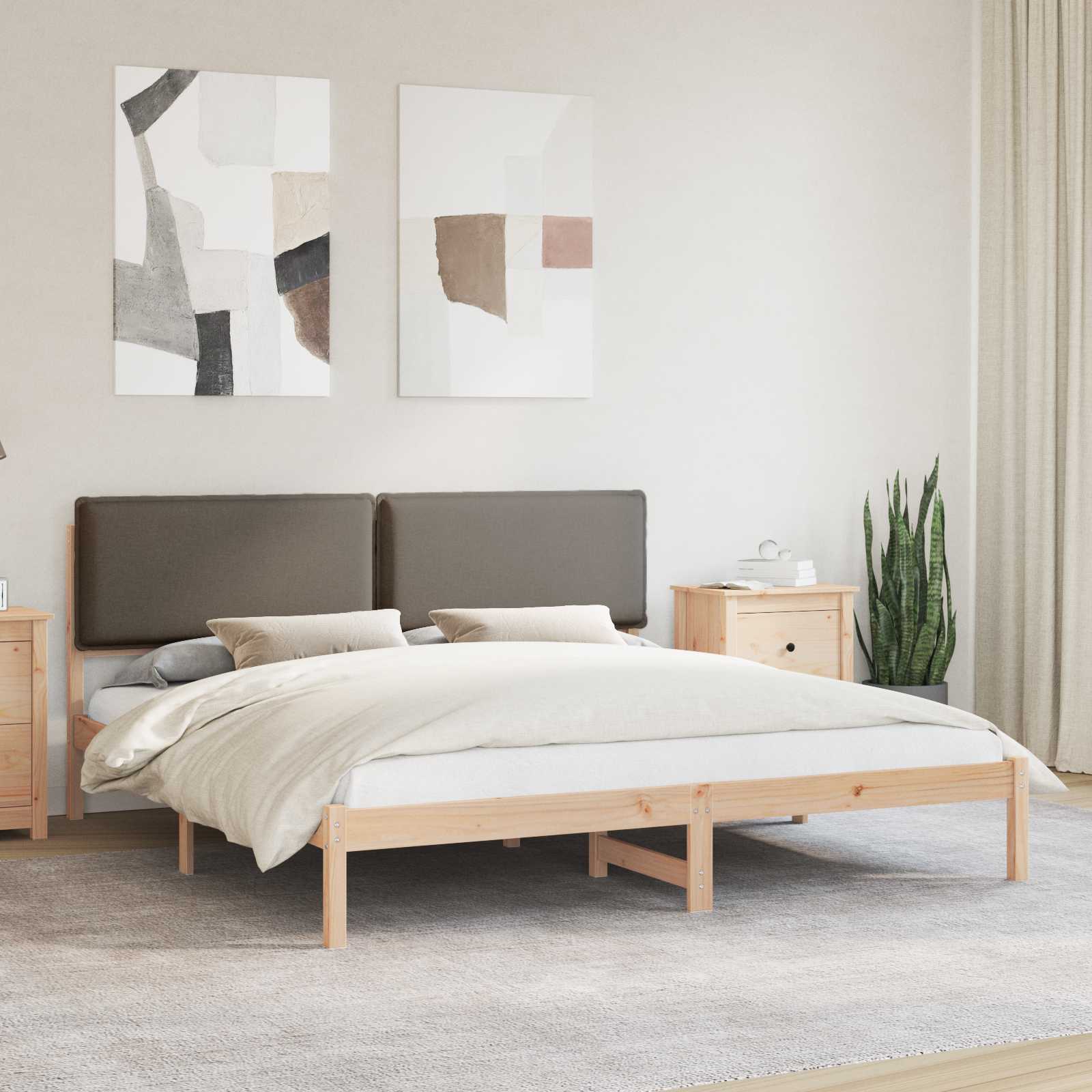 Krevetni okvir s tapiciranim uzglavljem Sivo-smeđa 200 x 200 cm