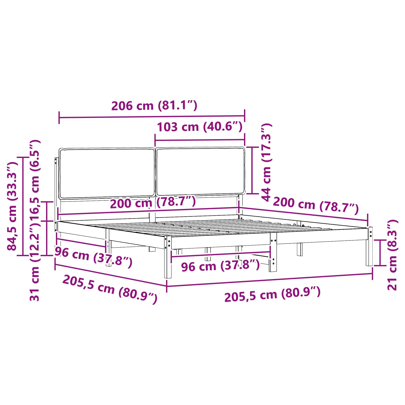 Krevetni okvir s tapiciranim uzglavljem Sivo-smeđa 200 x 200 cm