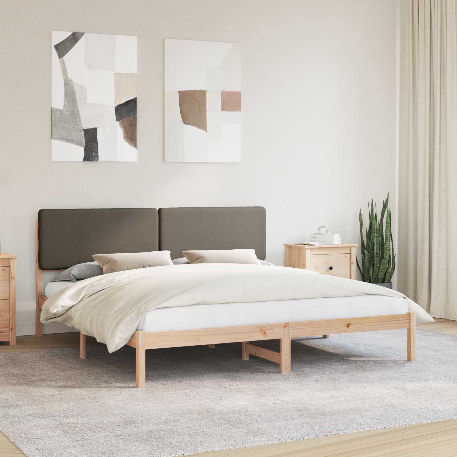 Krevetni okvir s tapiciranim uzglavljem Sivo-smeđa 200 x 200 cm