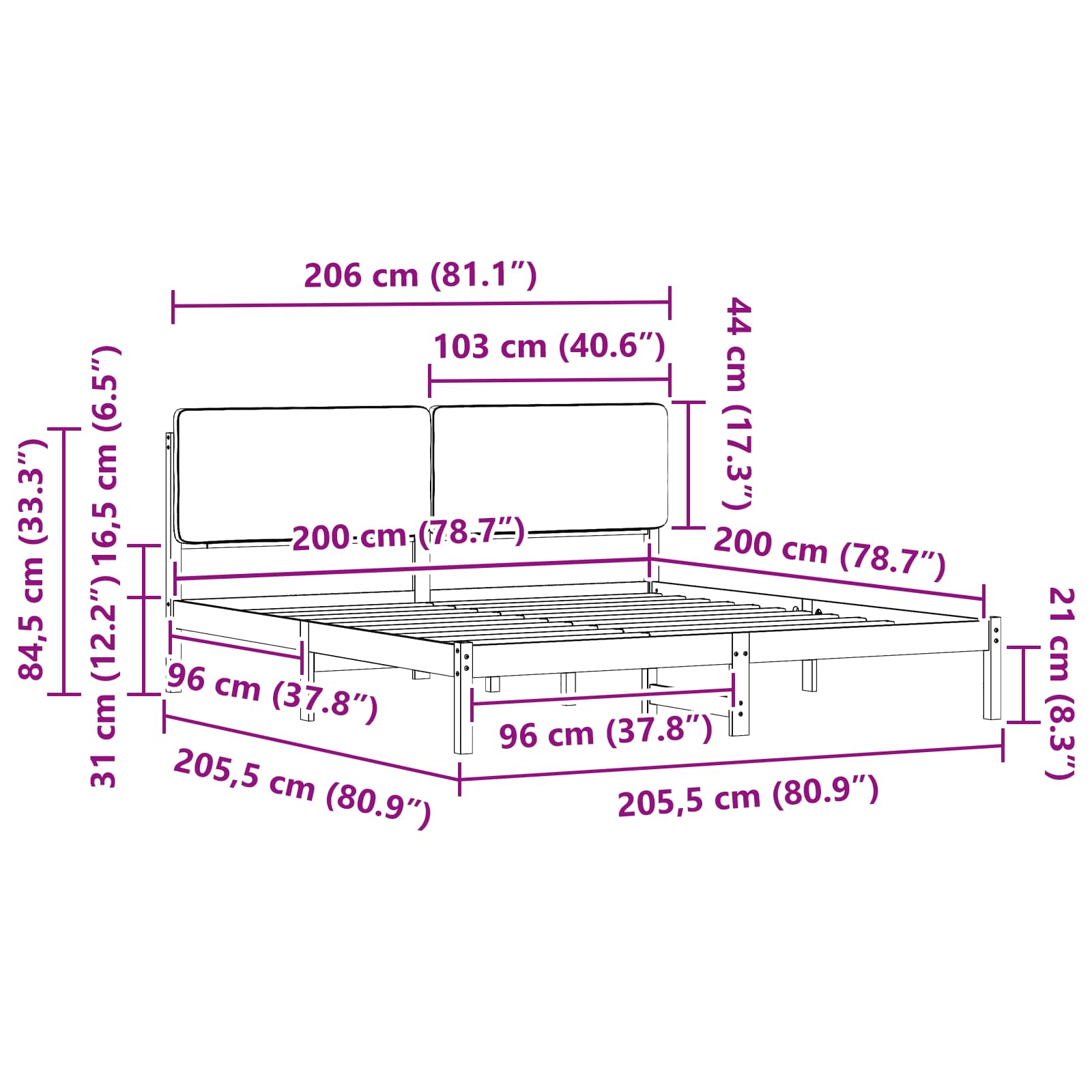 Krevetni okvir s tapiciranim uzglavljem Sivo-smeđa 200 x 200 cm