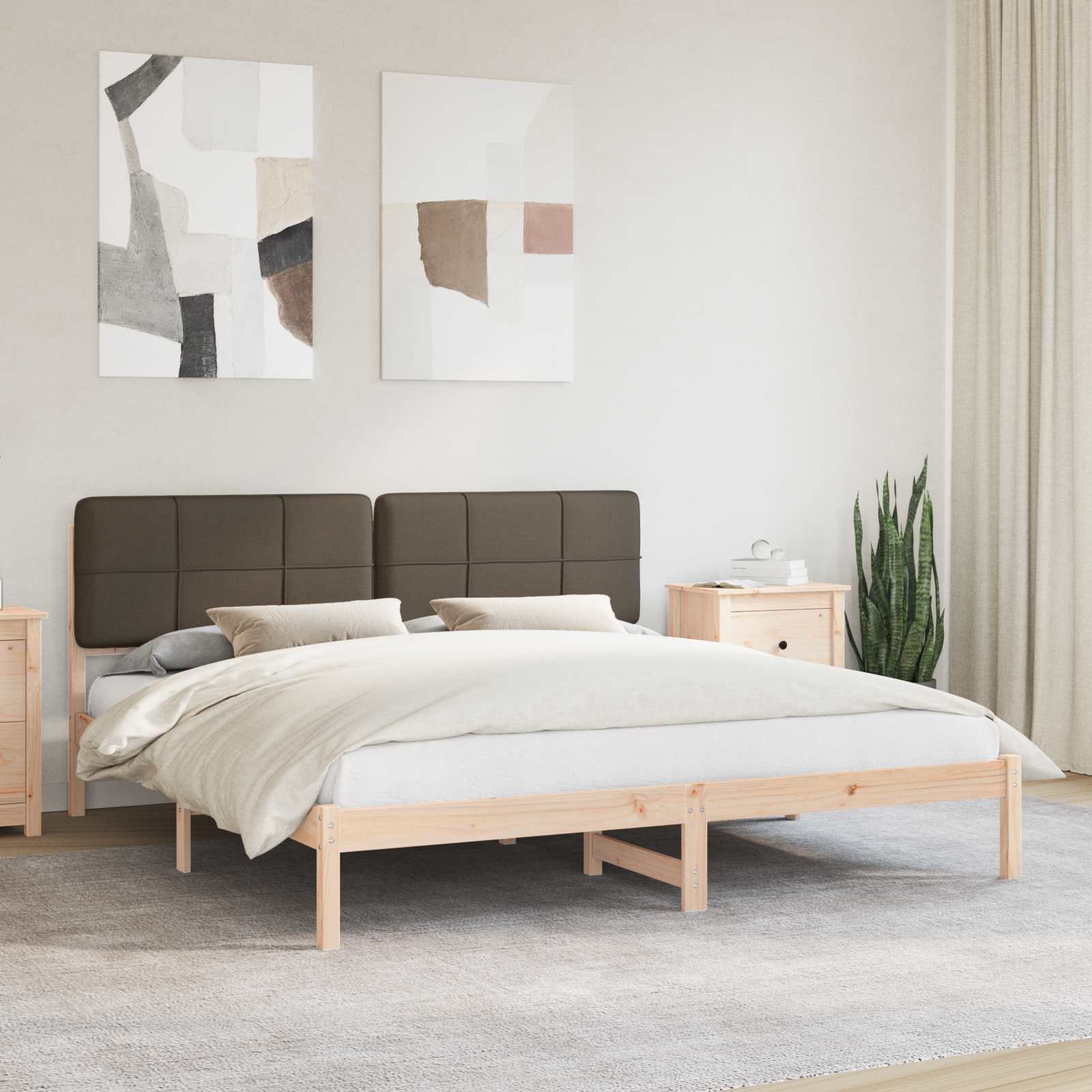 Krevetni okvir s tapiciranim uzglavljem Sivo-smeđa 200 x 200 cm