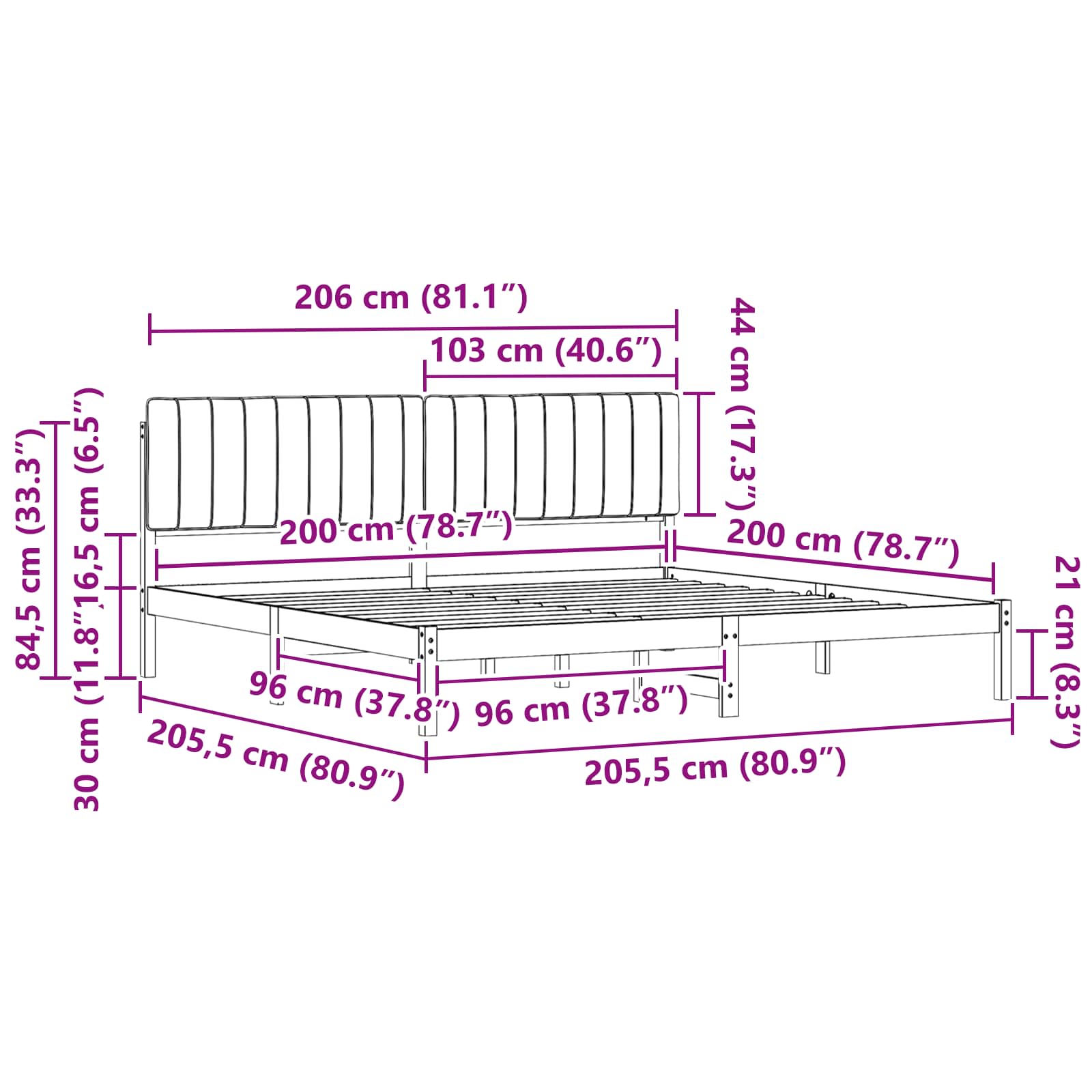 Krevetni okvir s tapiciranim uzglavljem Sivo-smeđa 200 x 200 cm